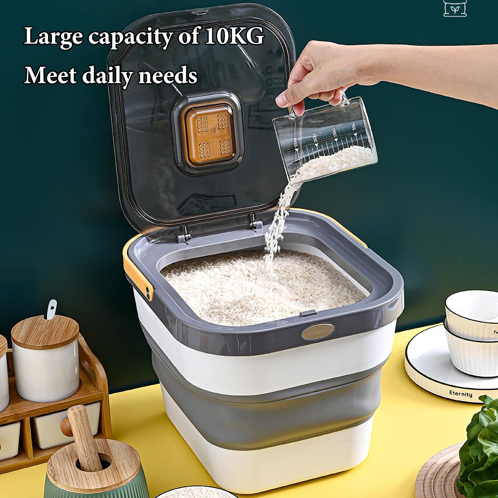 Contenitore per alimenti per animali domestici – Contenitore ermetico | durevole, coperchio trasparente con manico, organizer per alimenti per cani e gatti, snack, cereali, fagioli, riso, pellet