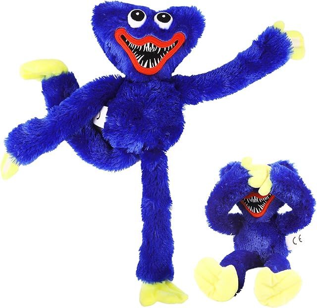 avessi Huggy Wuggy Plush, Huggy Wuggy toys, Soft Stuffed Horror Game Surrounding Doll, Blue Horror Sausage Monster Plush Doll for Fans and Kids Birthday