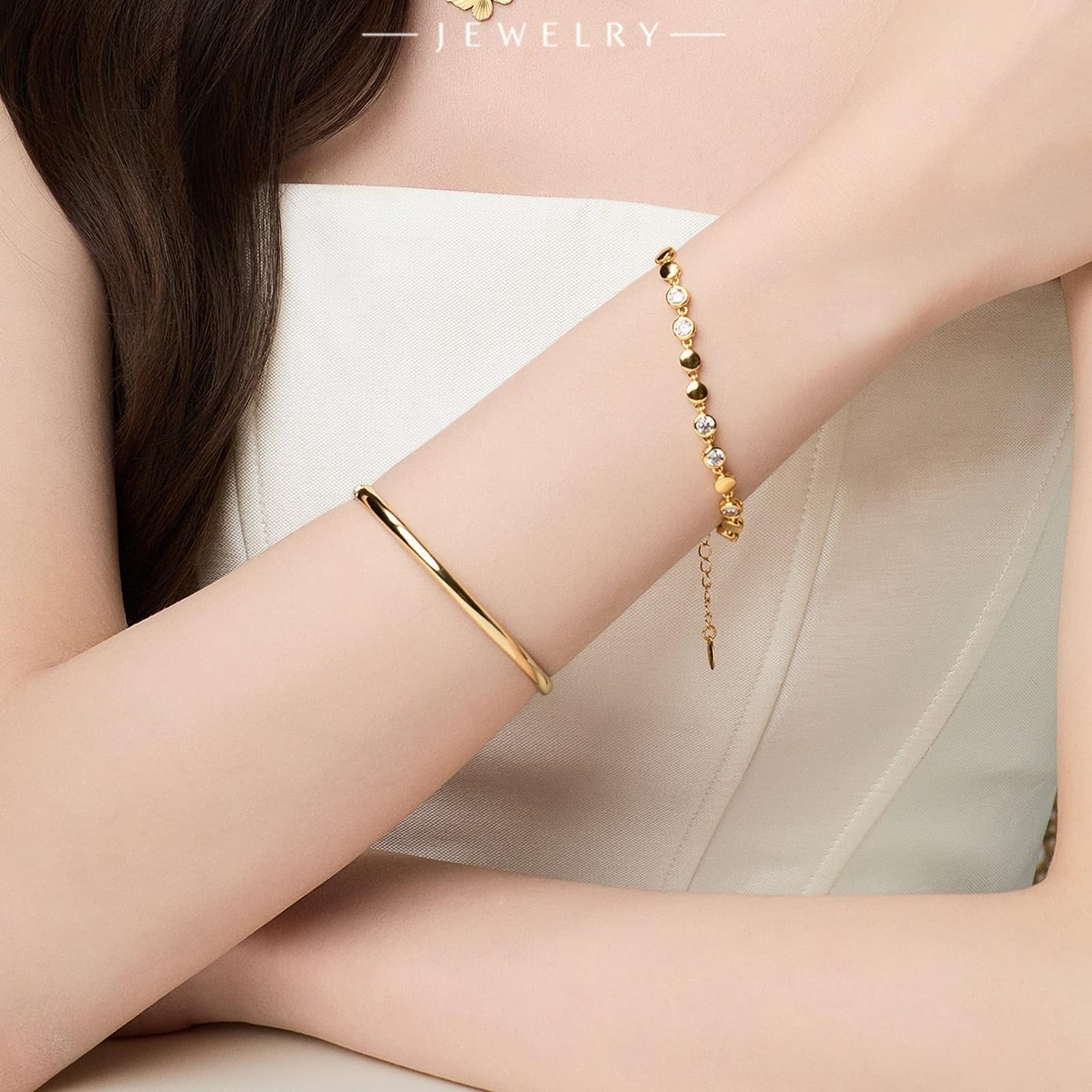 Echt Gold Schmuck Armband 9K/14K/18K Gold/Weißgold/PT950, Klassiker Armreifen