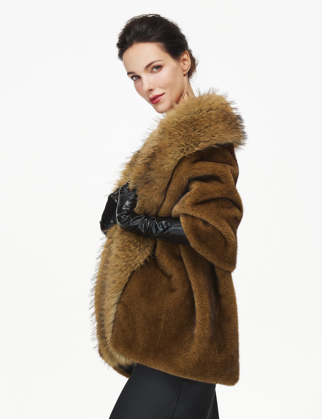 BEAUTELICATE Chal de Piel Sintética con Ribete de Piel de Zorro Sintética Poncho Estola de Pelo Mujer Cardigan para Boda Fiesta Invierno