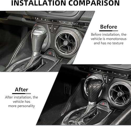 Miniatura 2 de RAZPOY Funda para pomo de palanca de cambios Camaro, ajuste de palanca de cambios de consola central compatible con Chevrolet Chevy Camaro 2016+