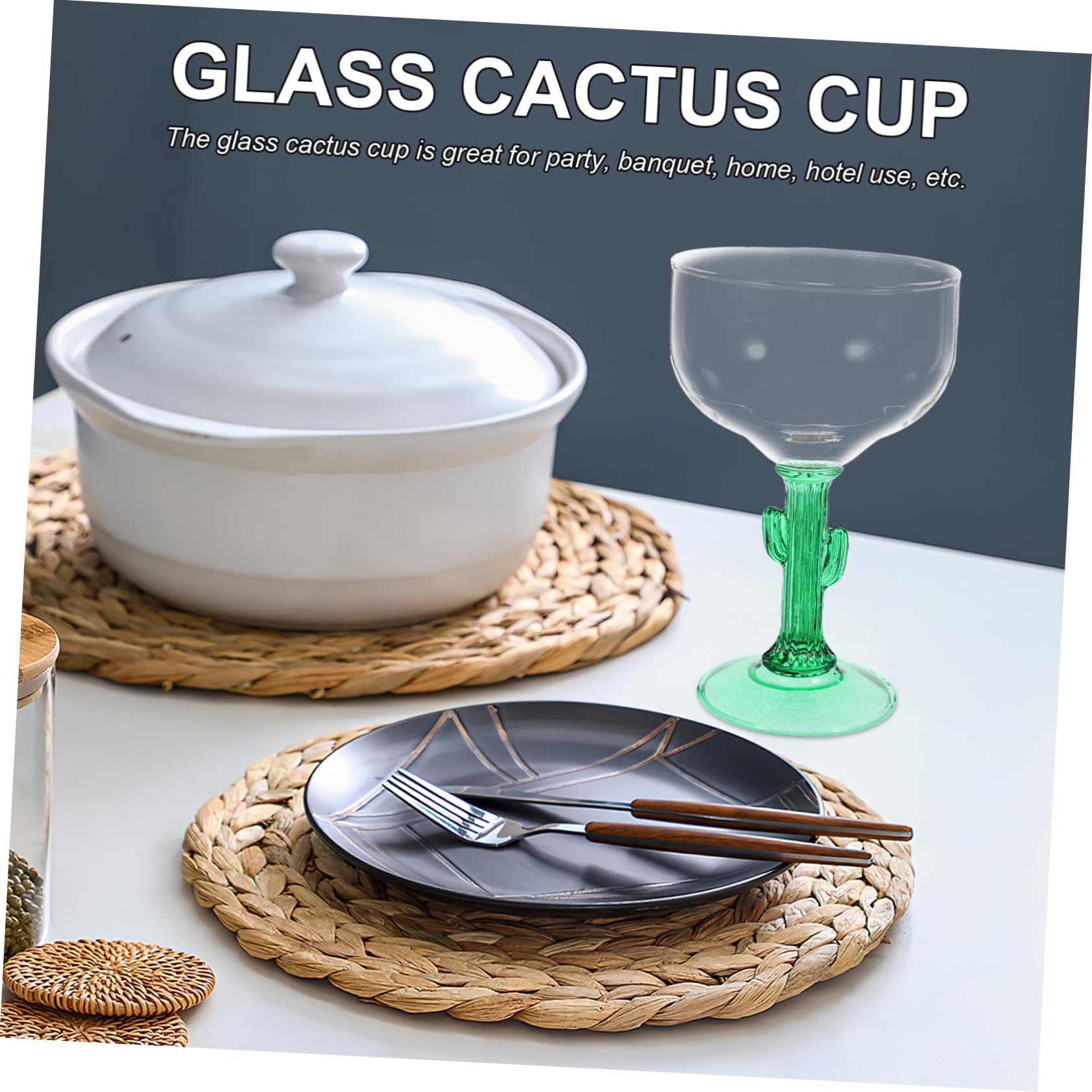 AUTSUPPL 1Pc Cactus Shaped Margarita Glass Chic Transparent Drinkware for Parties Stylish Household Goblet Unique Desktop Decor present for Friends