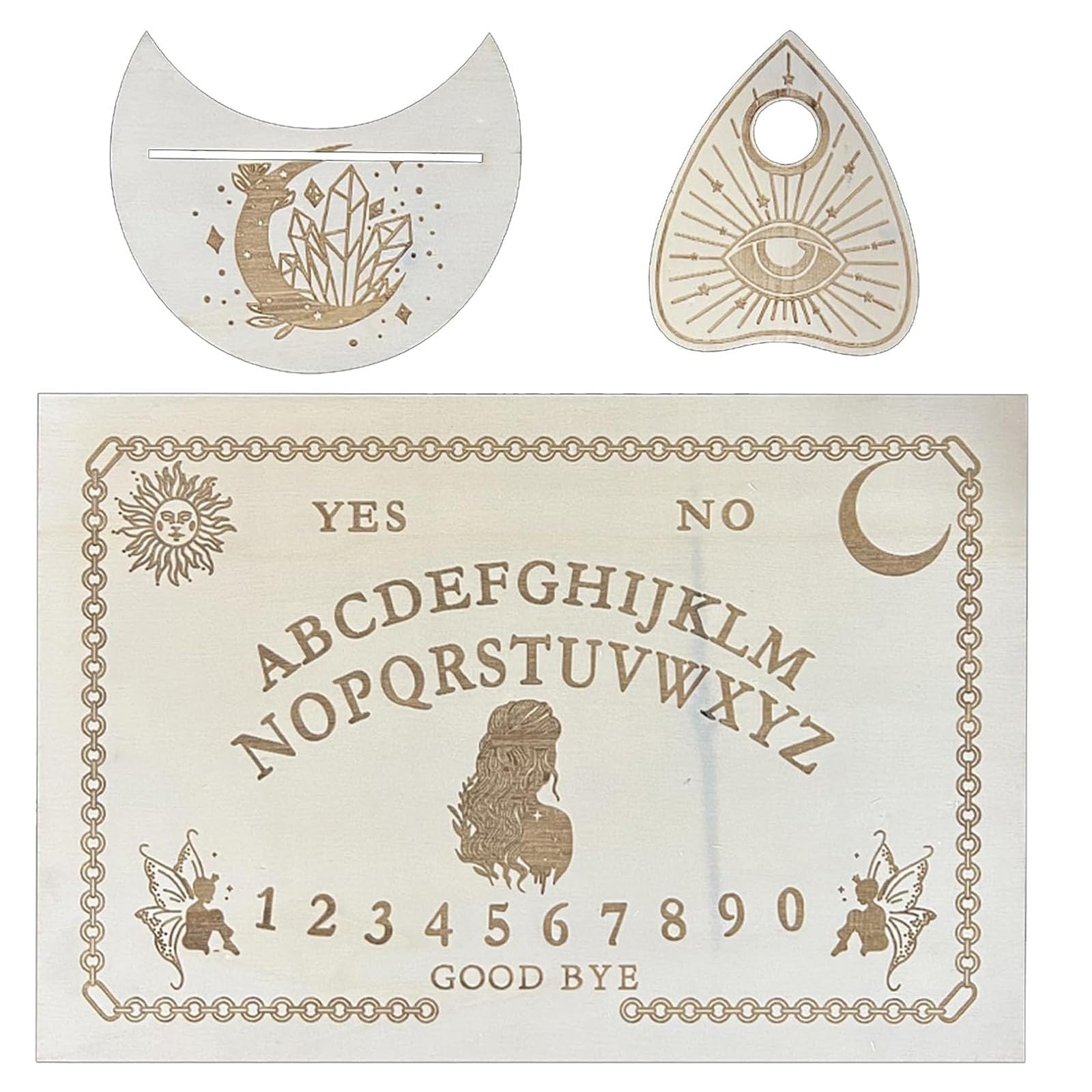 suction Ouija Board, Ouija, Wooden Log Color Ouijas Board Set, With Planchette Metaphysical Message Dowsing, Divination Boards Talking Boards with Planchette for Witchcraft Supplies
