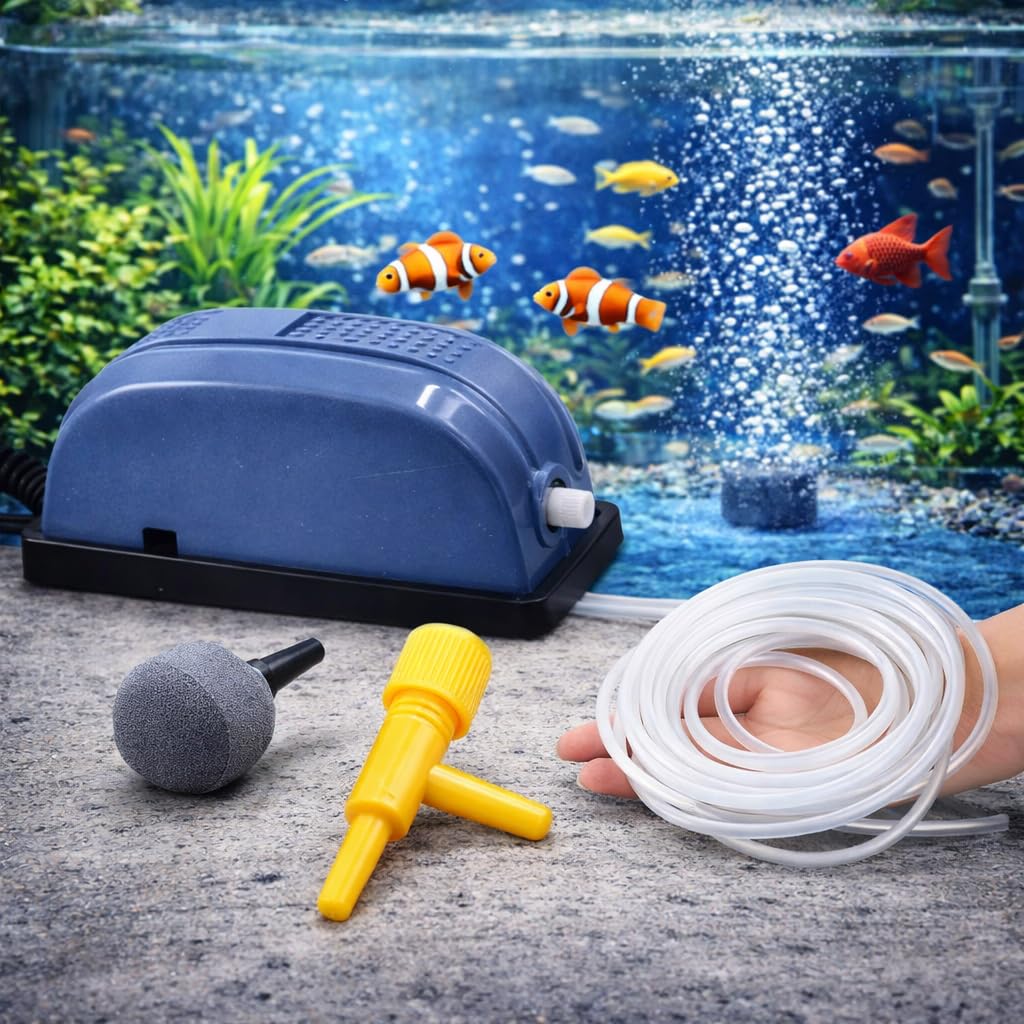 COLOURFUL® - Aquarium Air Pump/Motor + Tube + Air Stone (1 Way #108 - Combo 1)-image-12