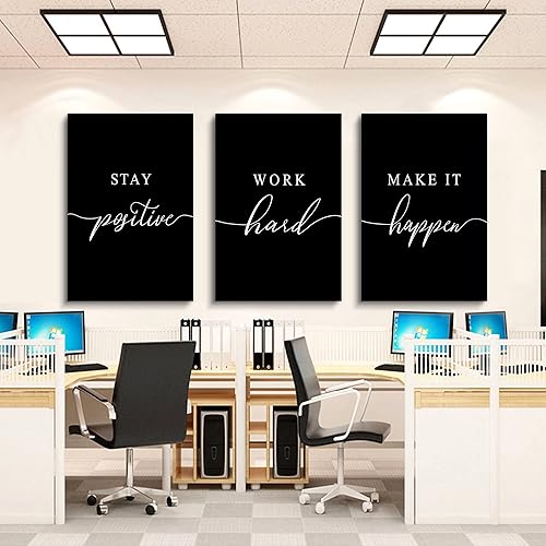 Vista 18 de Lienzo enmarcado, arte para pared con cita de éxito, póster grande negro, impresiones motivacionales, definición de fracaso y ejecución, impresión