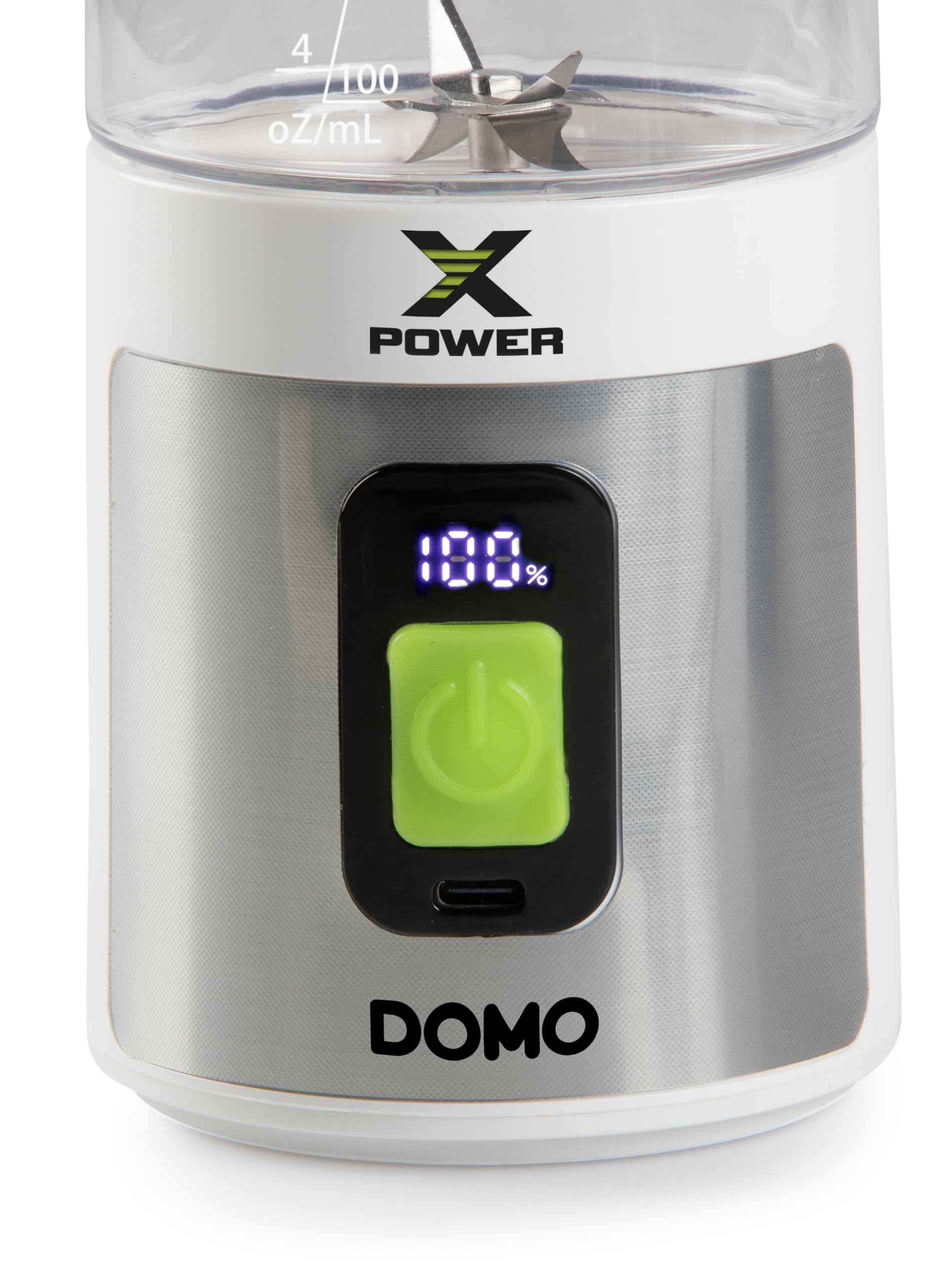 DOMO DO752BL - Mini mixer portatile Powerful con bottiglia in Tritan, 120 W, ricarica USB-C da 600 ml, colore: argento/bianco