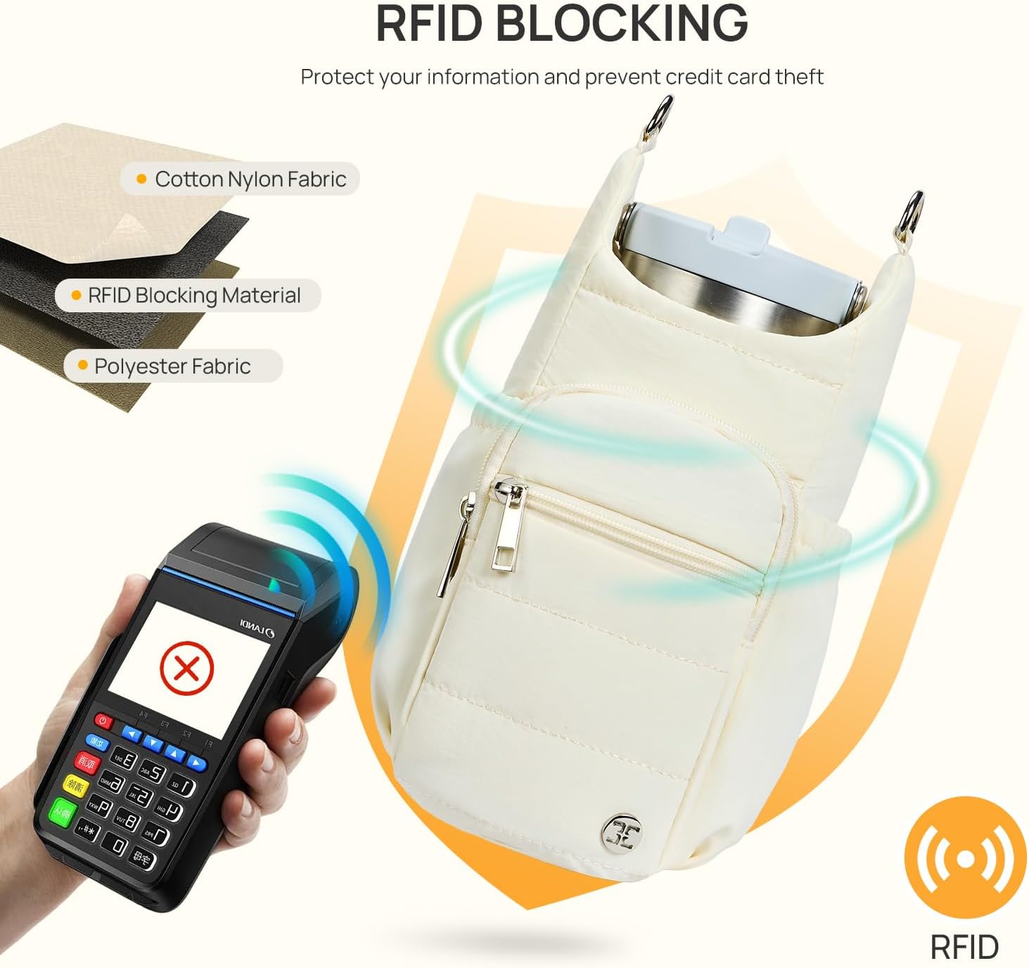 Telena Water Bottle Holder with Strap RFID Crossbody Bags for Women for Walking, Hiking, Cycling - Image 3