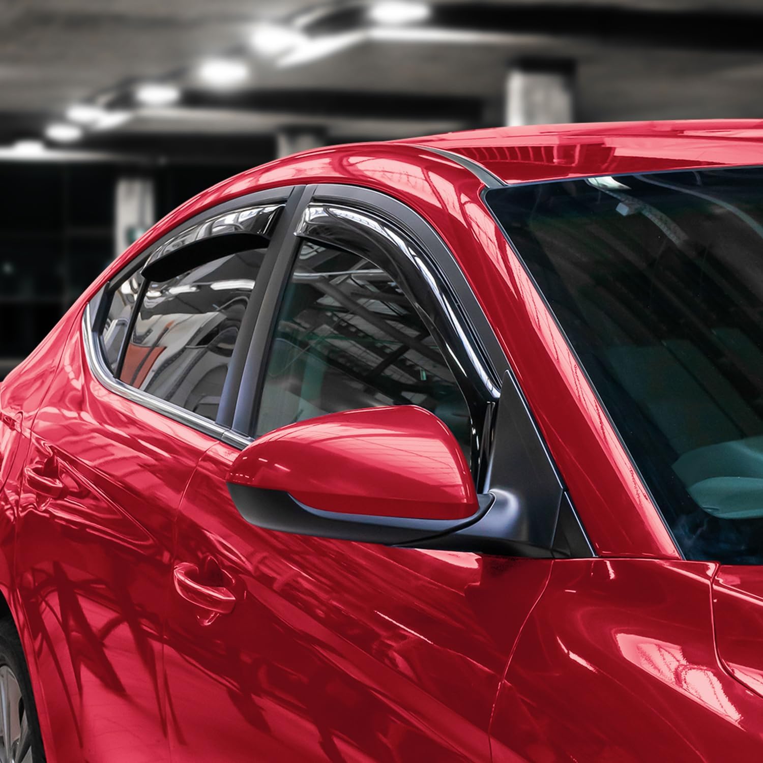 Voron Glass in-Channel Extra Durable Rain Guards for Hyundai Elаntra 2017-2020 Sedan, Window Deflectors, Vent Window Visors, 4 Pieces - 220197