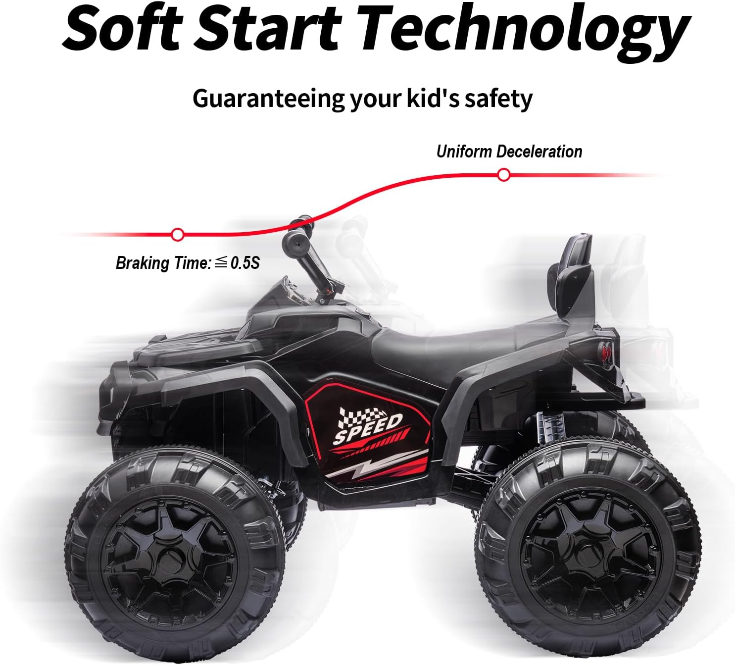 24V Kids ATV 4 Wheeler, Electric ATV Four Wheeler for Big Kids w/Bluetooth, 2x200W Motors - Black