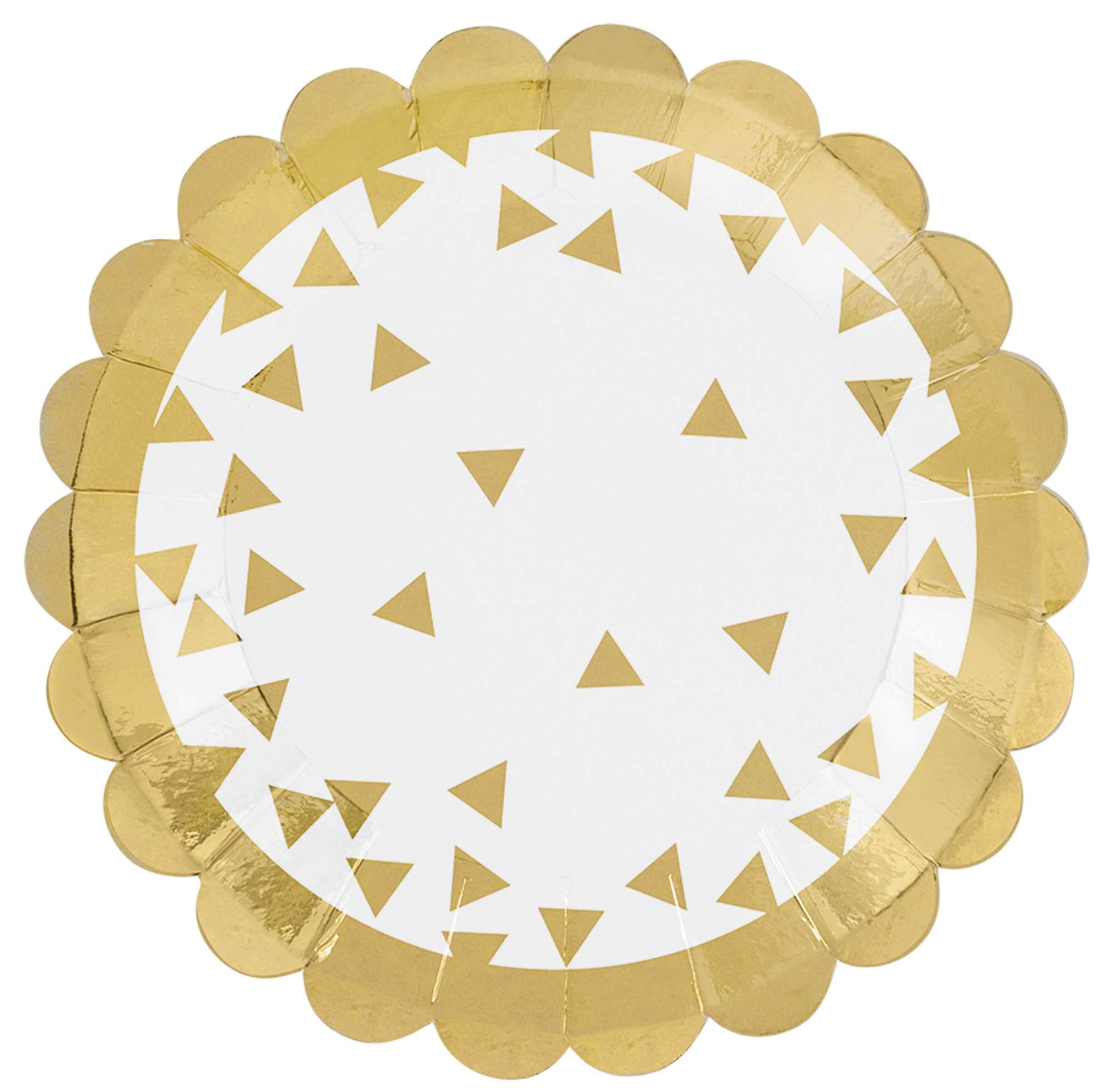 Assiettes en carton or et blanc de 12,7 cm idéales pour anniversaire et candy bar de fête