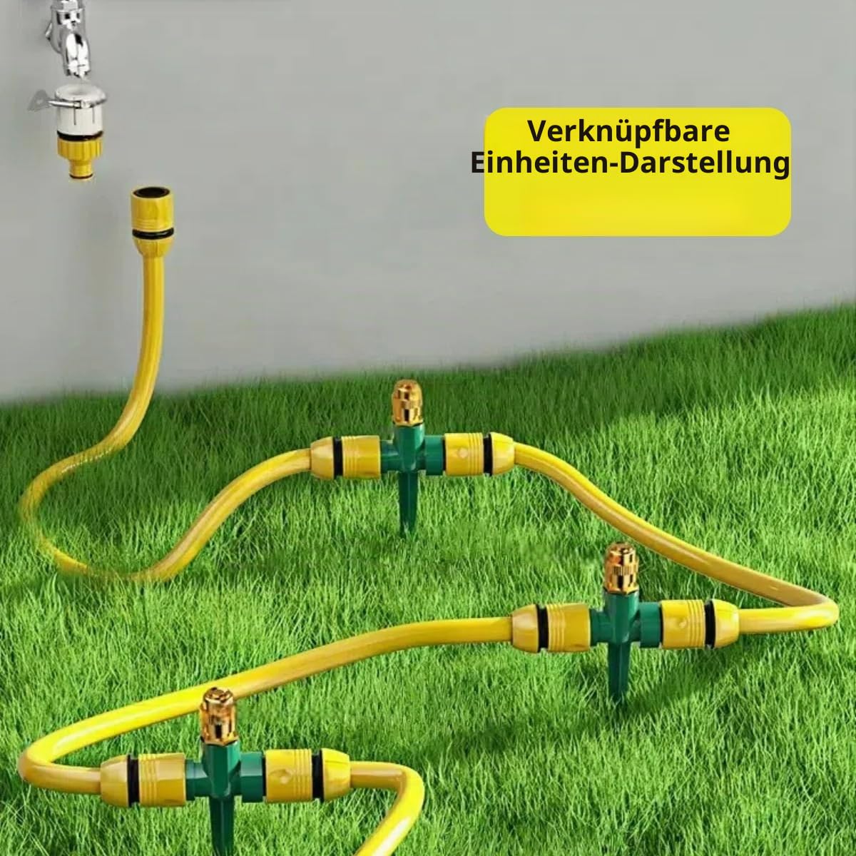 Metall-Rasensprinkler, automatischer Messingsprinkler mit Spike-Basis, 360° verstellbares Sprinklersystem für Gras, Terrasse, Garten, Bewässerung