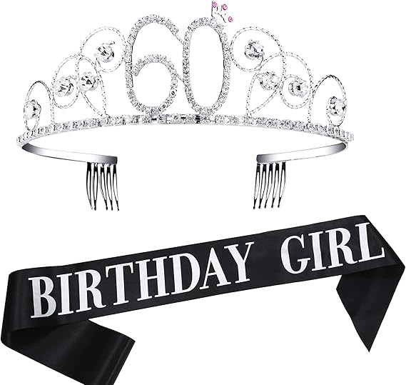 Amazon Co Jp Babeyond バースデー クラウン 誕生日 ラインストーン ティアラ 頭飾り プリンセス ハッピーバースデー ティアラ レディス お祝い サッシあり おしゃれ パーティー ヘッドピース プレゼント 女性 60th おもちゃ