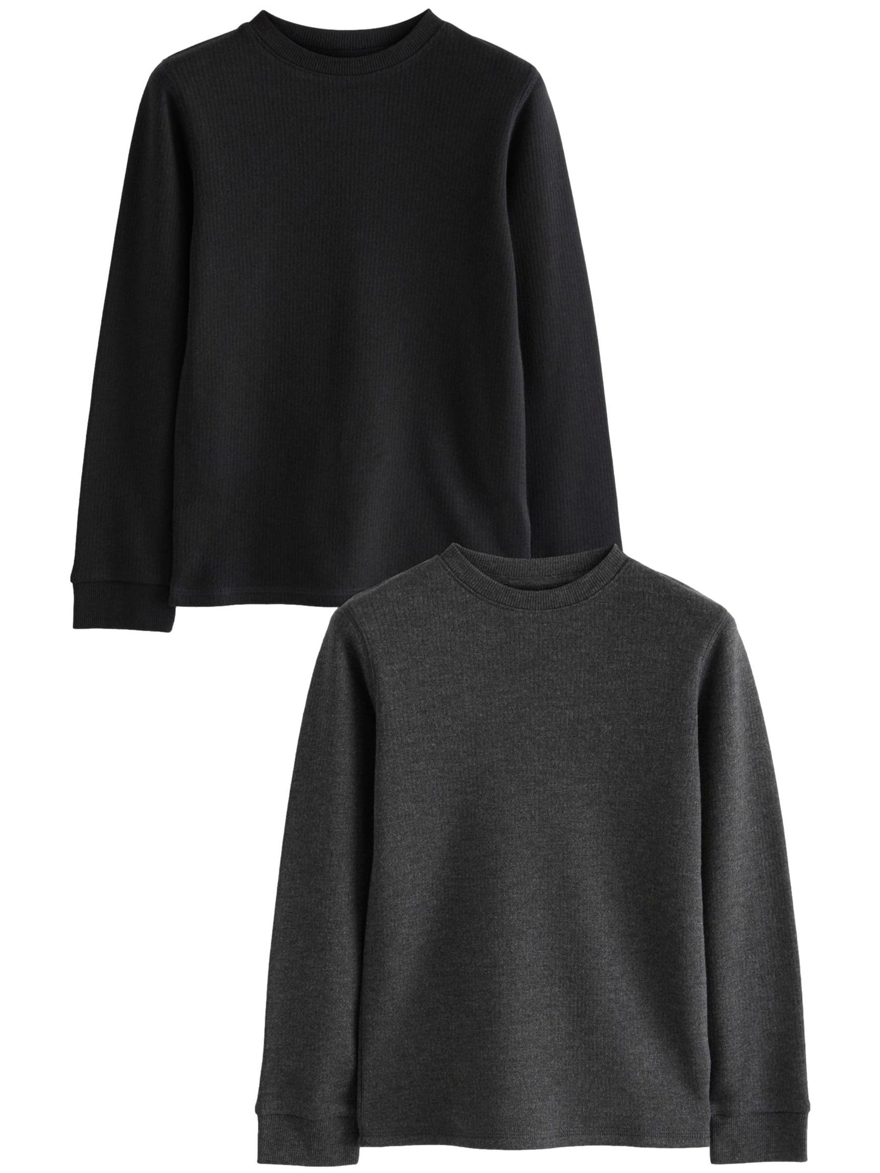 NEXT Niños Pack de 2 Camisetas térmicas de Manga Larga Black/Charcoal 15 Años-16 Años