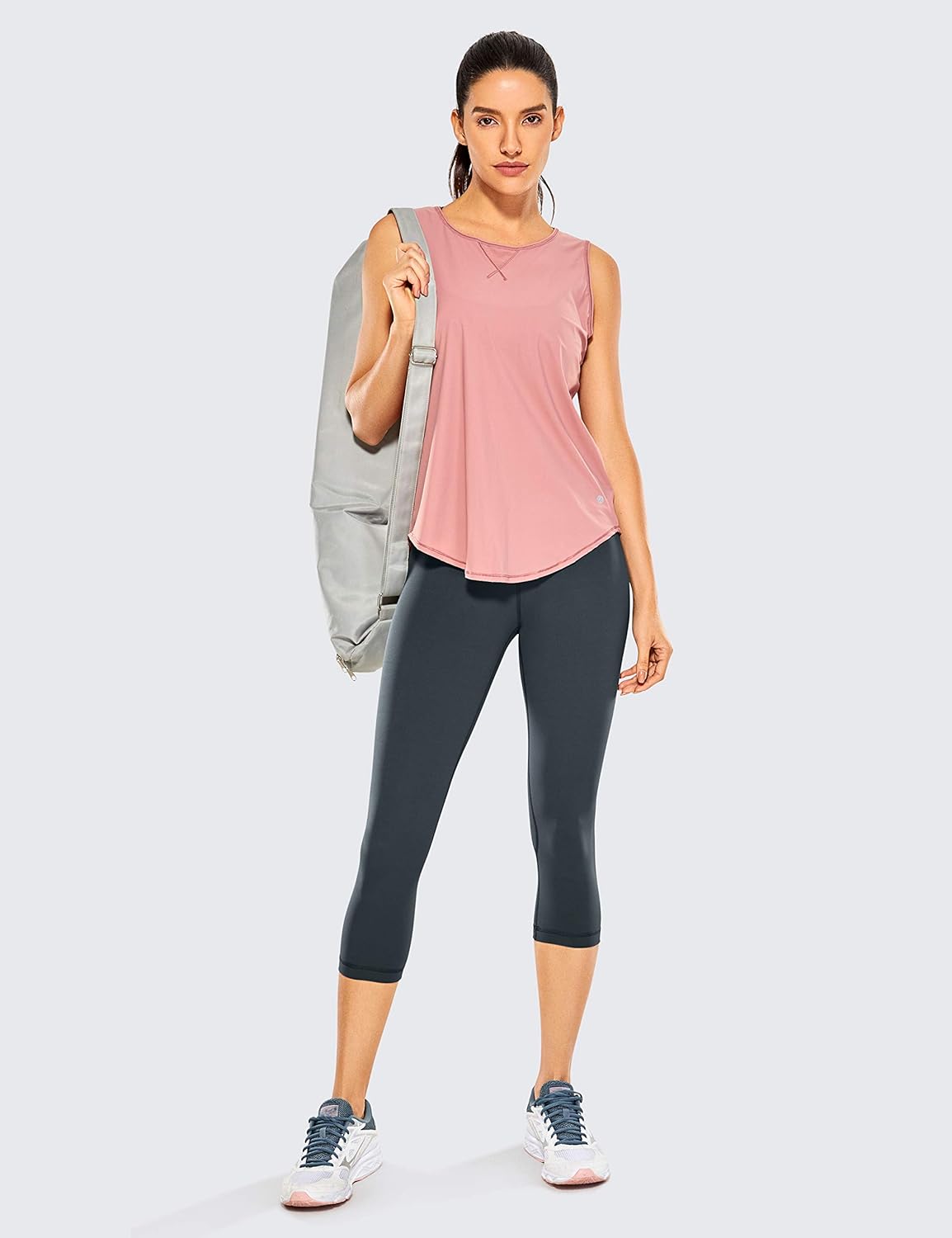 CRZ YOGA Women's Naked Feeling Workout Capris Leggings 19" - Gym Compression Tummy Control Yoga Capri Pants