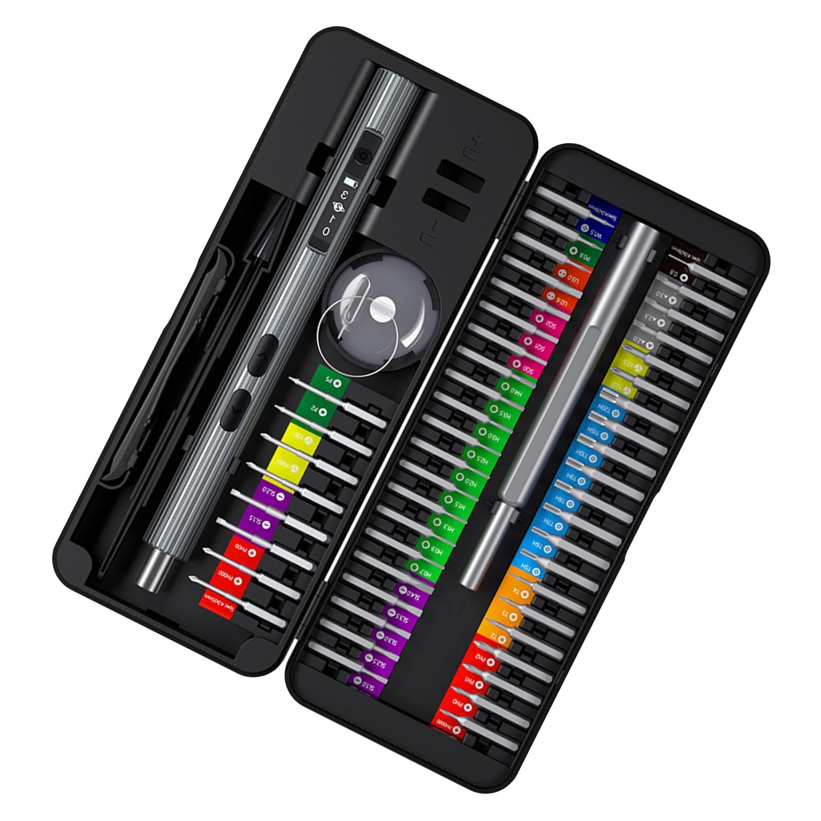 Set Cacciaviti Elettrici con Punte in Acciaio S2, Kit Cacciaviti 58 in 1, 350mAh Ricaricabile, 200rmin, Doppie Impugnature Elettriche e Manuali per Riparazione Console Telefono PC Tablet