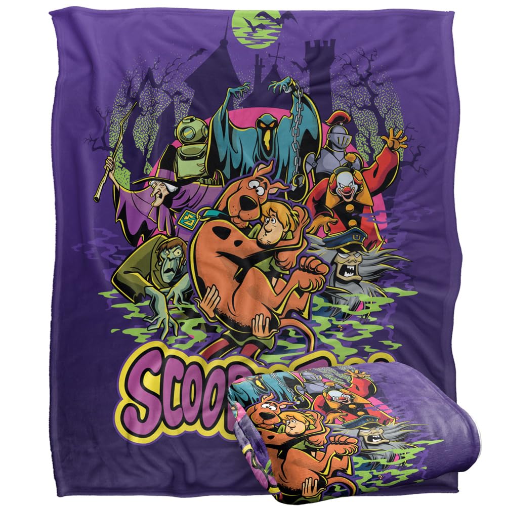Scooby Doo! Blanket, 50"x60" Spooky Poster Scene Silky Touch Super Soft Throw Blanket