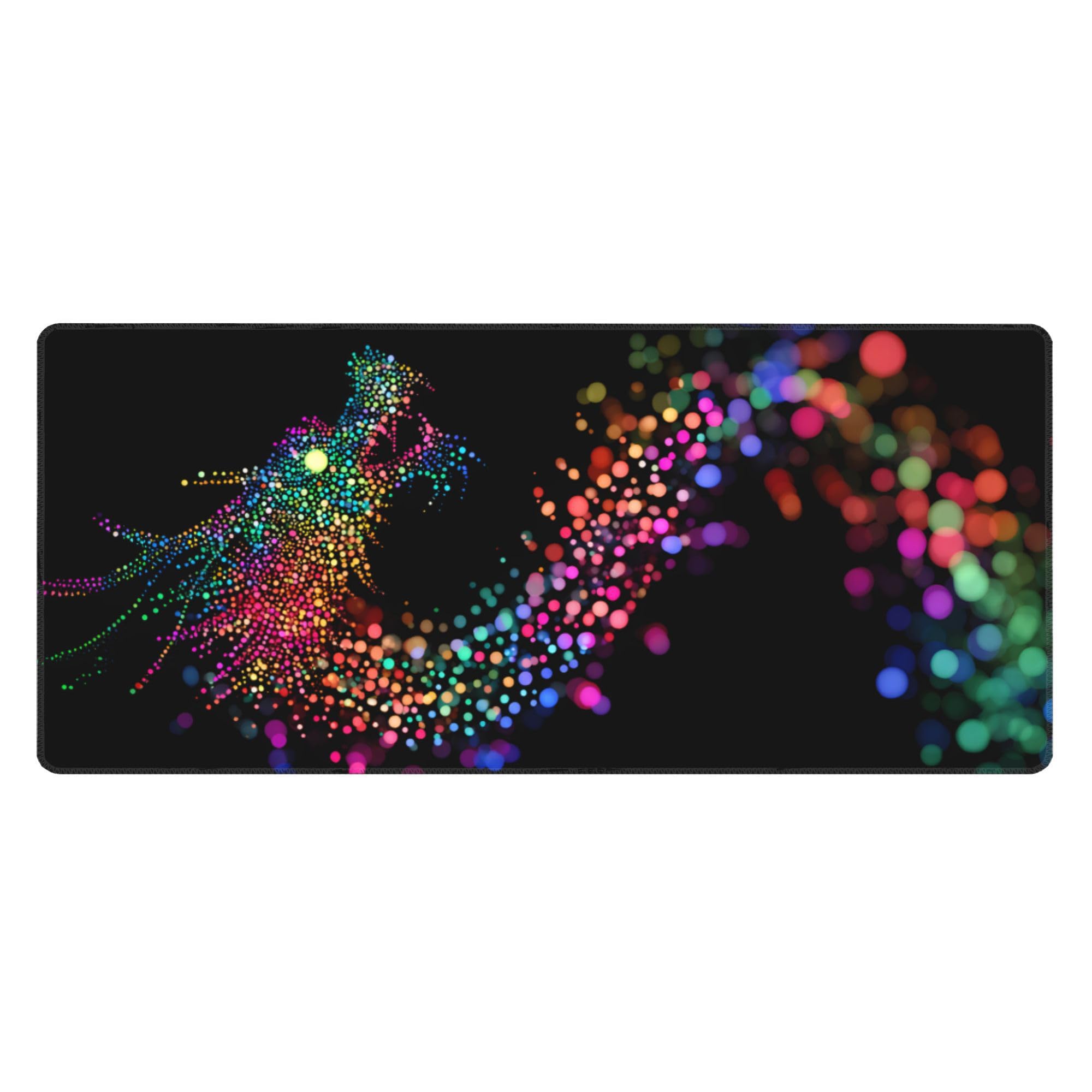 Neon Dragon Animals Extended Gaming Mouse Pad, with Stitched Edges Large Mouse Pad Desk Protector, Rubber Base Mousepad Keyboard Mouses Mat for Work Game Office Home- 32" X 12" Inch