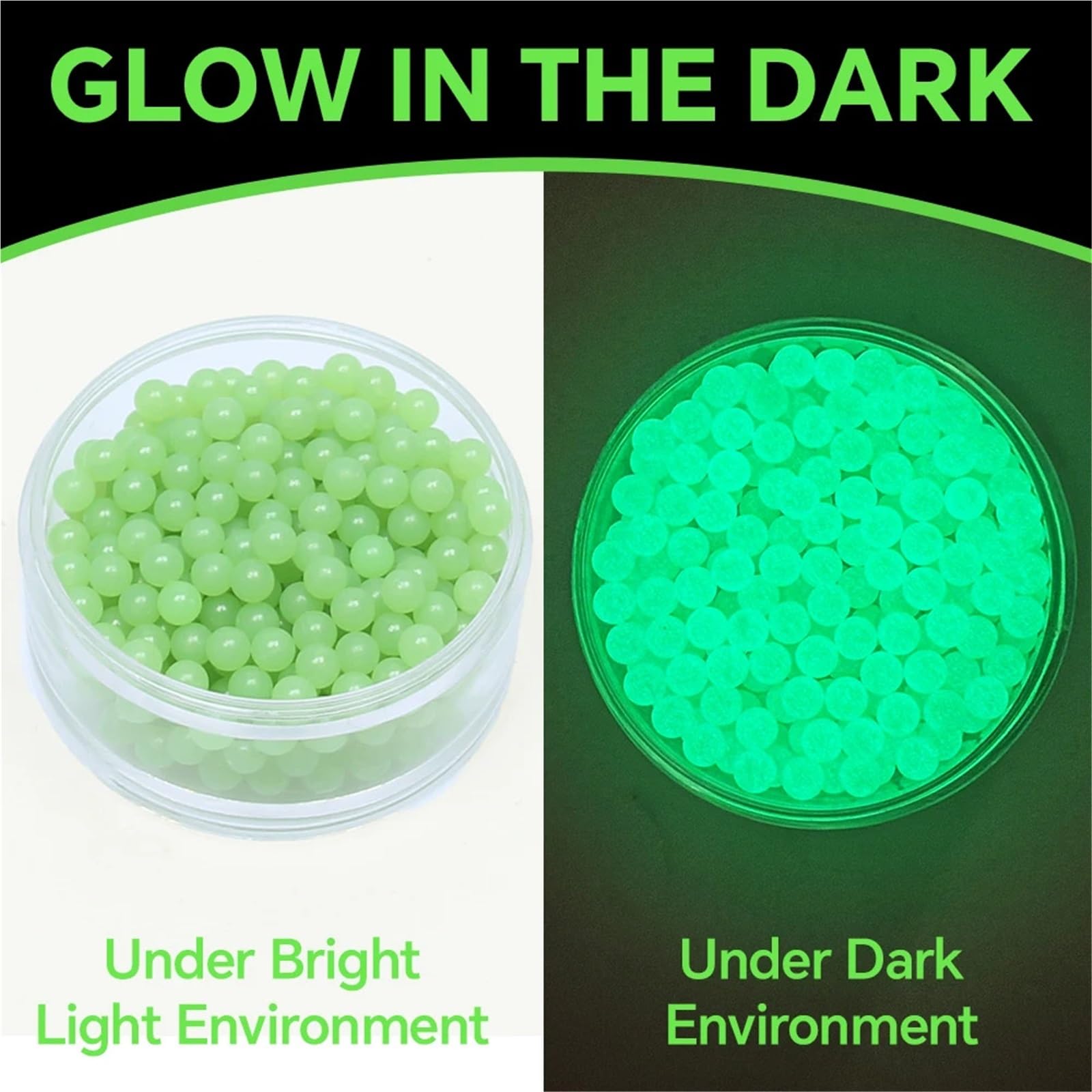 2300/1650/650Pcs Fluorescent 6mm BBs 0.12g, Glow in the Dark for Airsoft Rifle, Lightweight Non-slip