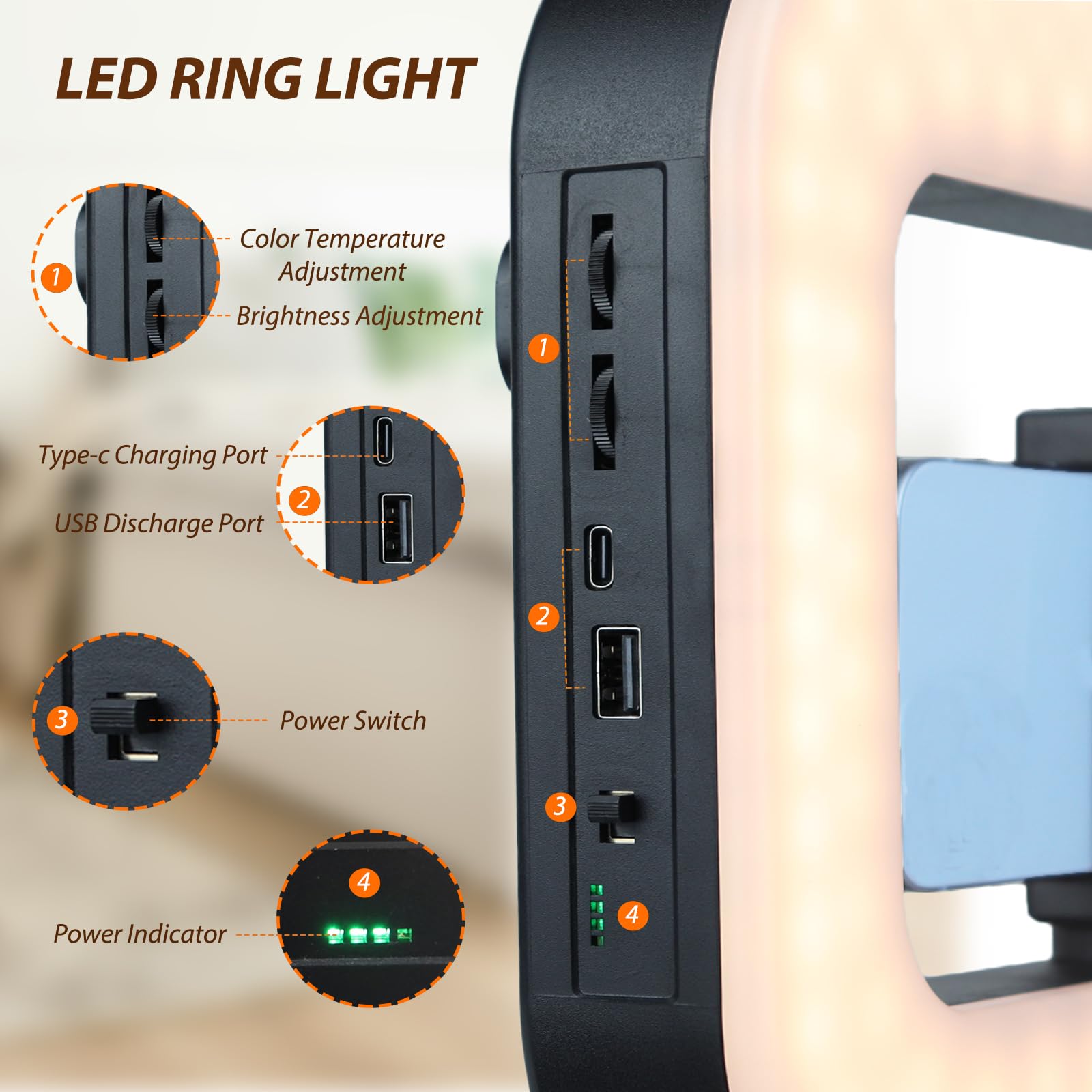 Equipo de video para smartphone con luz, kit de luz selfie de anillo de mano, estabilizador de video móvil LED con batería integrada de 8000 mAh para cámara, smartphone, YouTube, grabación de video