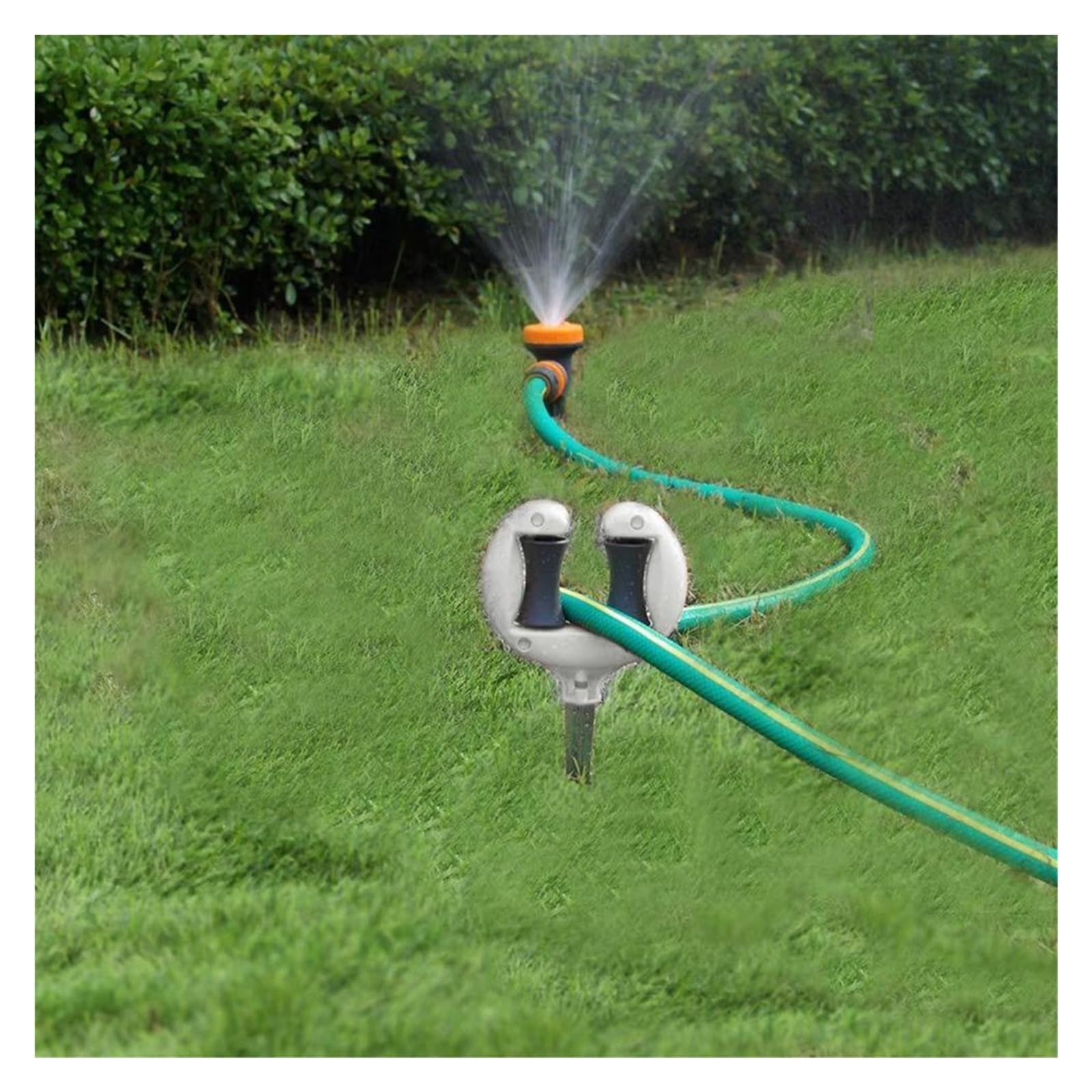 Guía de rodillos para mangueras Clavo guía de manguera jardín hierro | Rodillo de sujeción de posicionamiento de tubería de agua, cabezal puntiagudo, accesorios de riego for jardinería(White6pc)