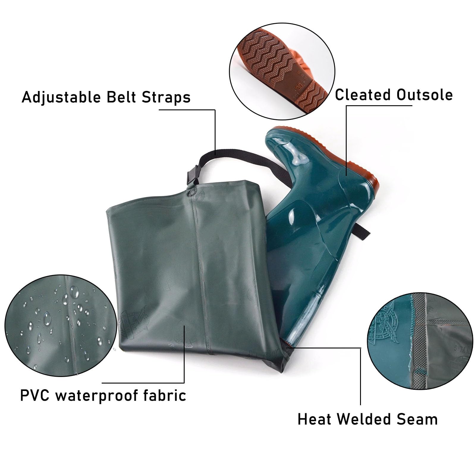 Watstiefel 80 cm Hohe Leichte Hüft-Wathose Für Herren, Watstiefel Mit Stiefeln Für Fliegenfischen, Bequeme Und Atmungsaktive Wasserstiefel