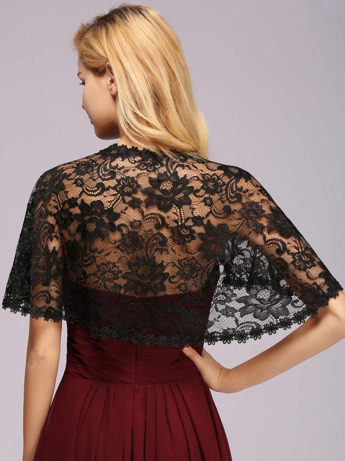 MisShow Women's Lace Appliques Shawls Wedding Bridal Cape Shoulder Covers Bolero - Image 3