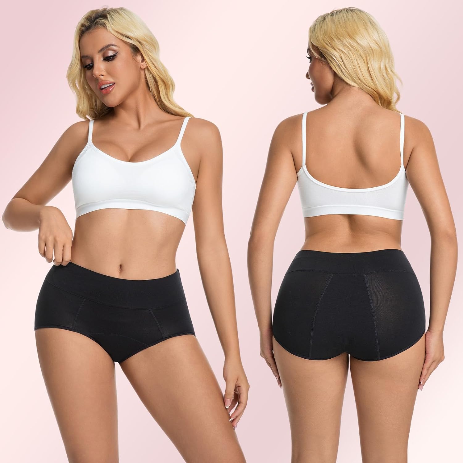 Period Underwear for Women Heavy Flow, Extra High Waist Strong Absorbency Leakproof Postpartum Menstrual Panty Brief - Image 2