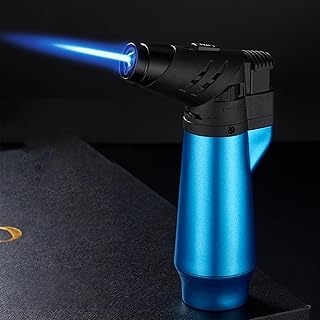Windproof Cigar lighters Direct Flame Torch lighters high Temperature Spray Gun lighters Butane lighters That can be refilled (Butane not Included) (Color : Blue)