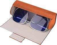 Vista 2 de Linkidea Estuche rígido extra grande para lentes de sol, organizador de almacenamiento de gafas de sol de gran tamaño, Marrón