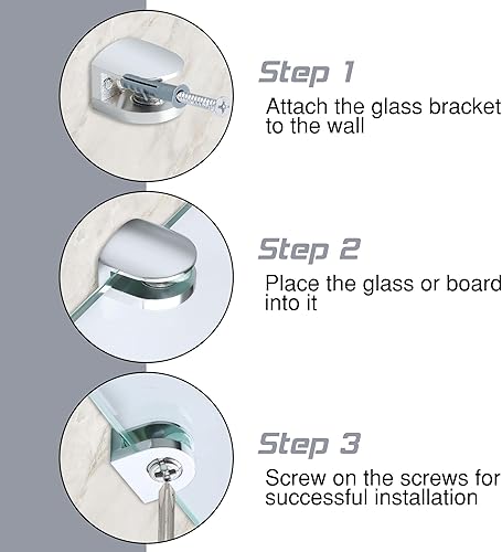 Miniatura 5 de Alise BL1010-4P - Soporte de estante de vidrio, soportes de abrazadera ajustables para estantes, abrazaderas de montaje en pared para estantes de