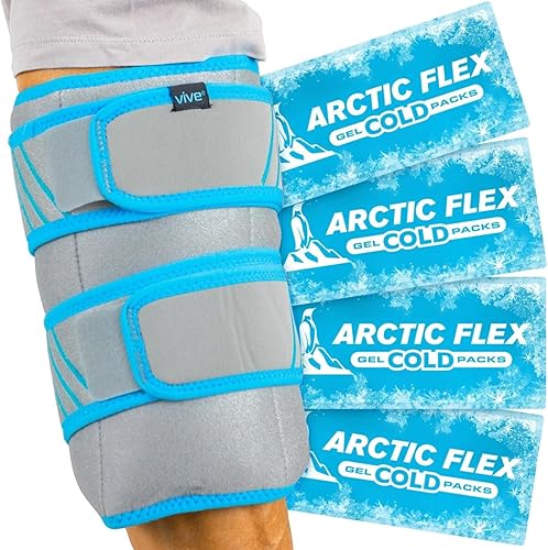 Vive Bolsa de hielo para codo, bolsa de hielo de gel ultra frío para lesiones reutilizable, soporte de compresión para terapia de fríocalor,