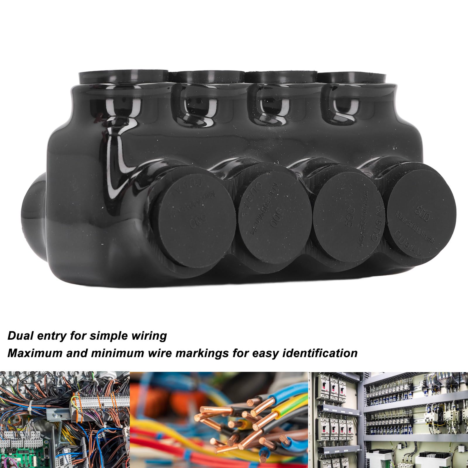 Connecteur isolé à 4 Ports Connecteur D'épissure D'alimentation Multi-câbles à Double Entrée pour Fil de Cuivre en Aluminium Connecteurs de Câble Noirs pour Fil de Cuivre en