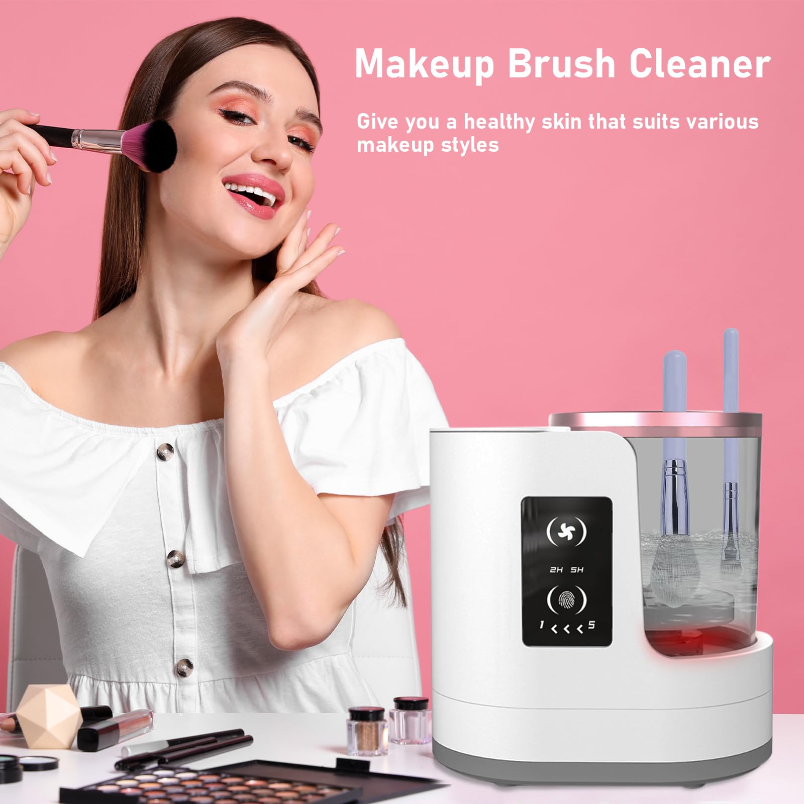 Detergente automatico per pennelli da trucco, 3 in 1, multifunzione, elettrico, per pulire e asciugare i pennelli da trucco, per pulire e asciugare tutti i tipi di pennelli