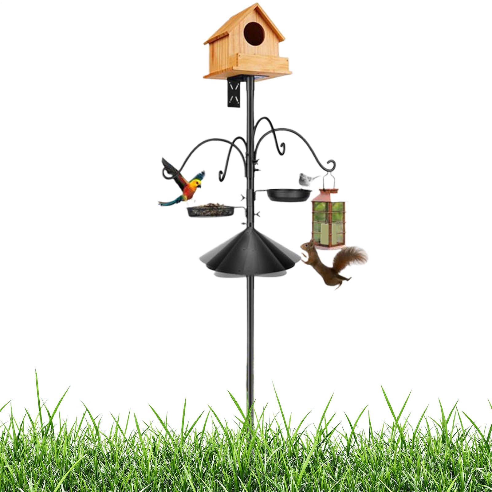 Grand Poteau pour Mangeoire à Oiseaux Support Stable Et Robuste | Poteaux de Mangeoire d'Oiseaux pour Extérieur 234 cm avec Baffle Anti-Écureuils Pour Station Météo Animaux Attirer Faune