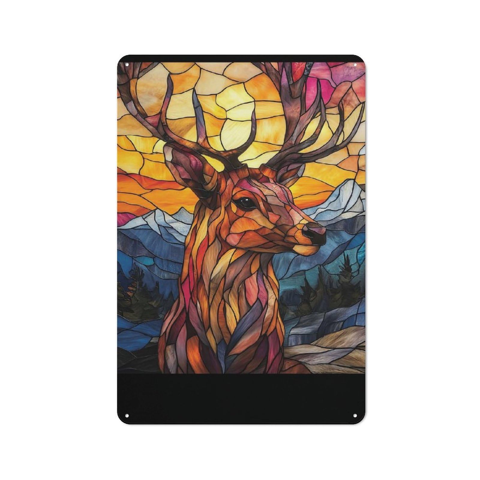 Junmoney Stained Glass Deer Shed Style Rustic Tin Sign 30X20cm Featuring Utility Space Decor For Conservatory, Home Bar Or Utility Room