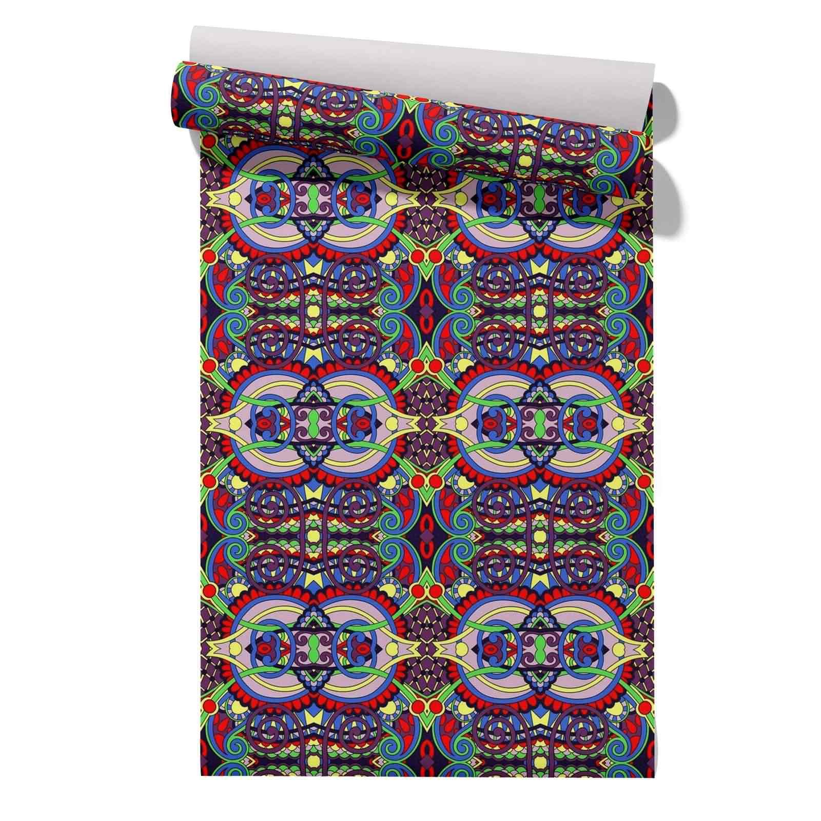 CEVAN Self-Adhesive Wallpaper Border Non Slip Drawer Liner Roll Ethnic Patterns Retro 45x200cm