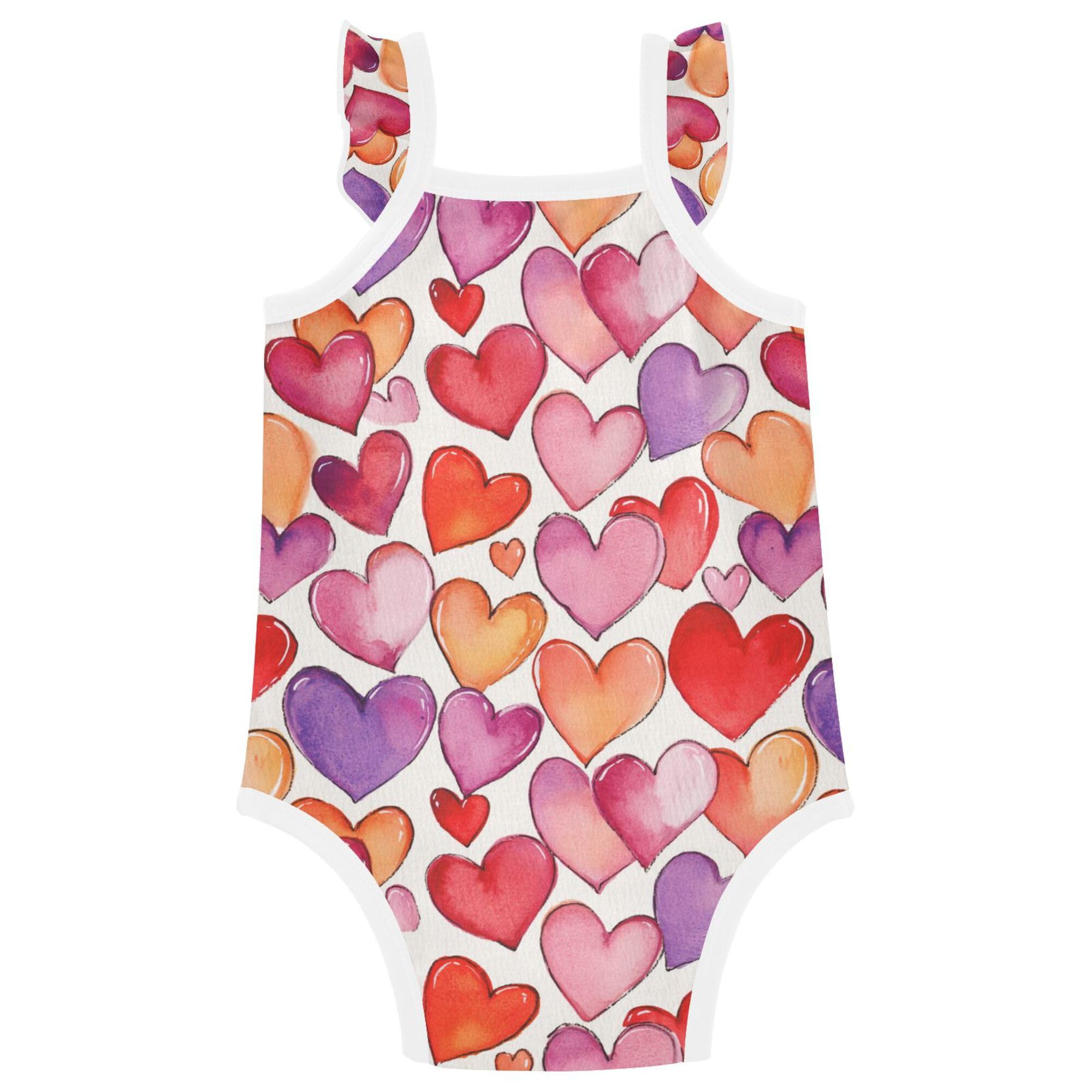 Wudan Cartoon Cute Love Hearts Baby Infant Bodyshirts Soft Cotton Baby Girl Undershirts Toddler Romper First Birthday 9M