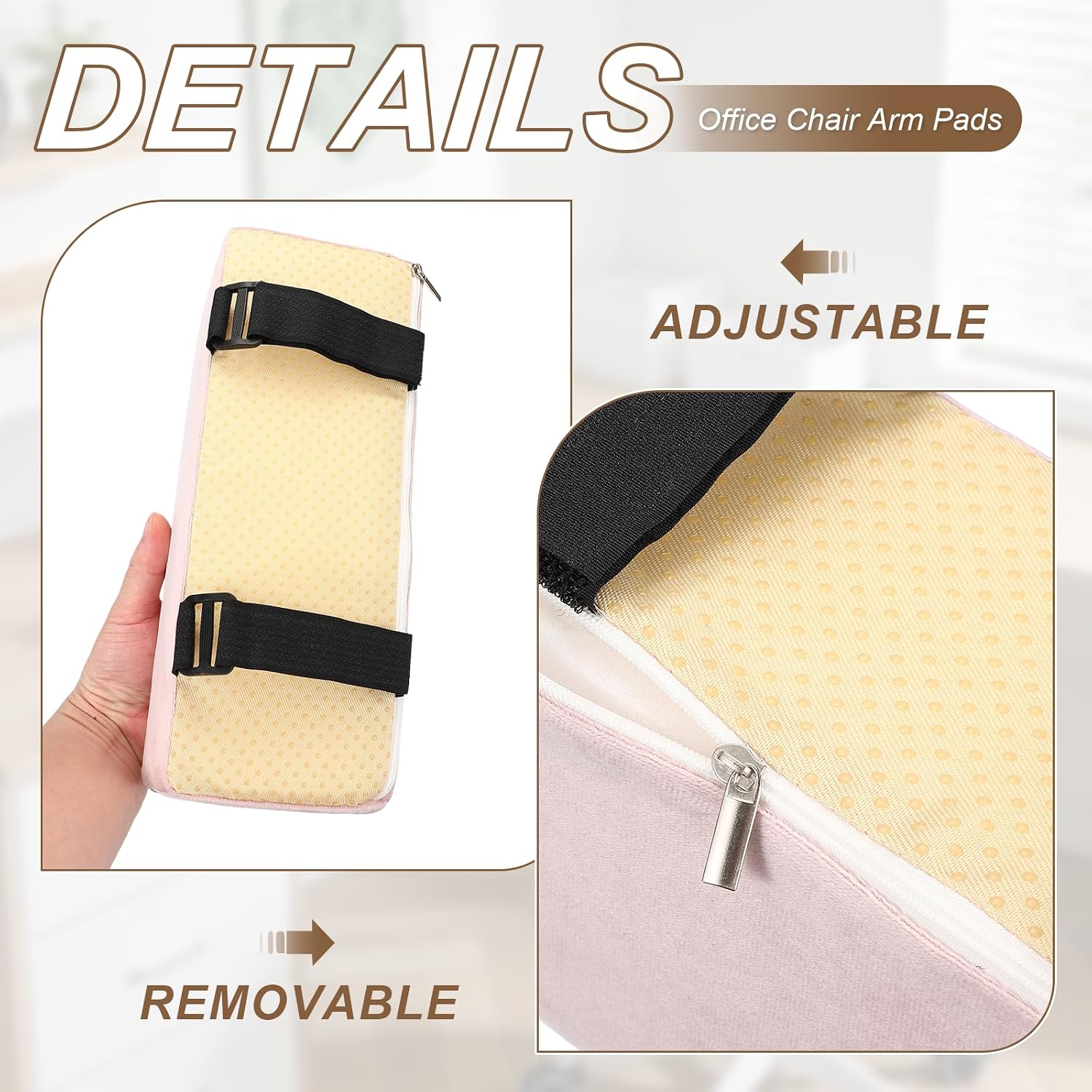 PATIKIL Office Chair Arm Pads, 1 Pair Office Chair Arm Cover Soft Office Chair Armrest Pads Elastic Memory Foam Cotton Removable Washable for Desk Computer Gaming, 27x10x10cm, Pink