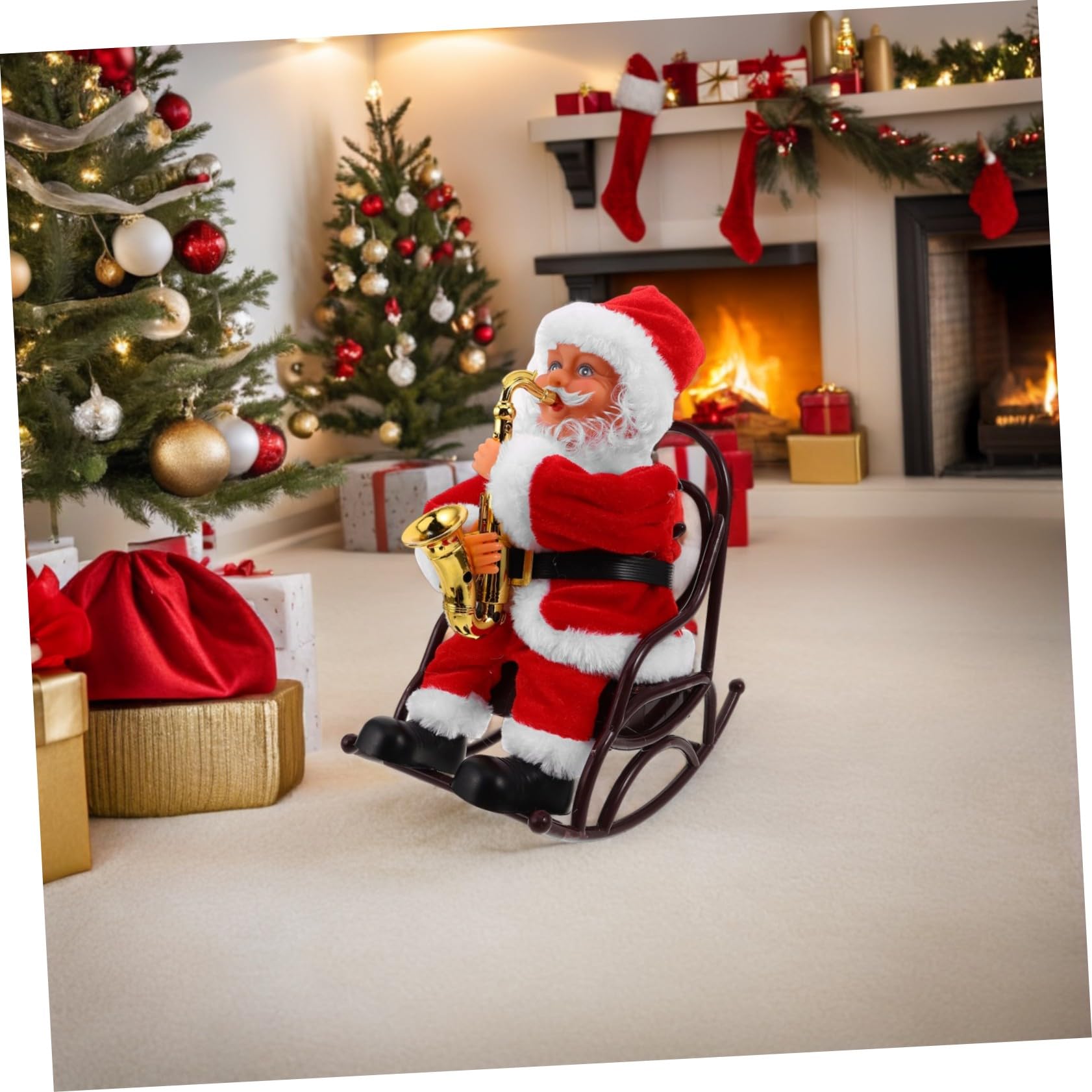 UPKOCH Juguete de Papá Noel Eléctrico con Música y Silla de Ruedas Figura Decorativa para Fiestas Navideñas Juguete Divertido Adultos