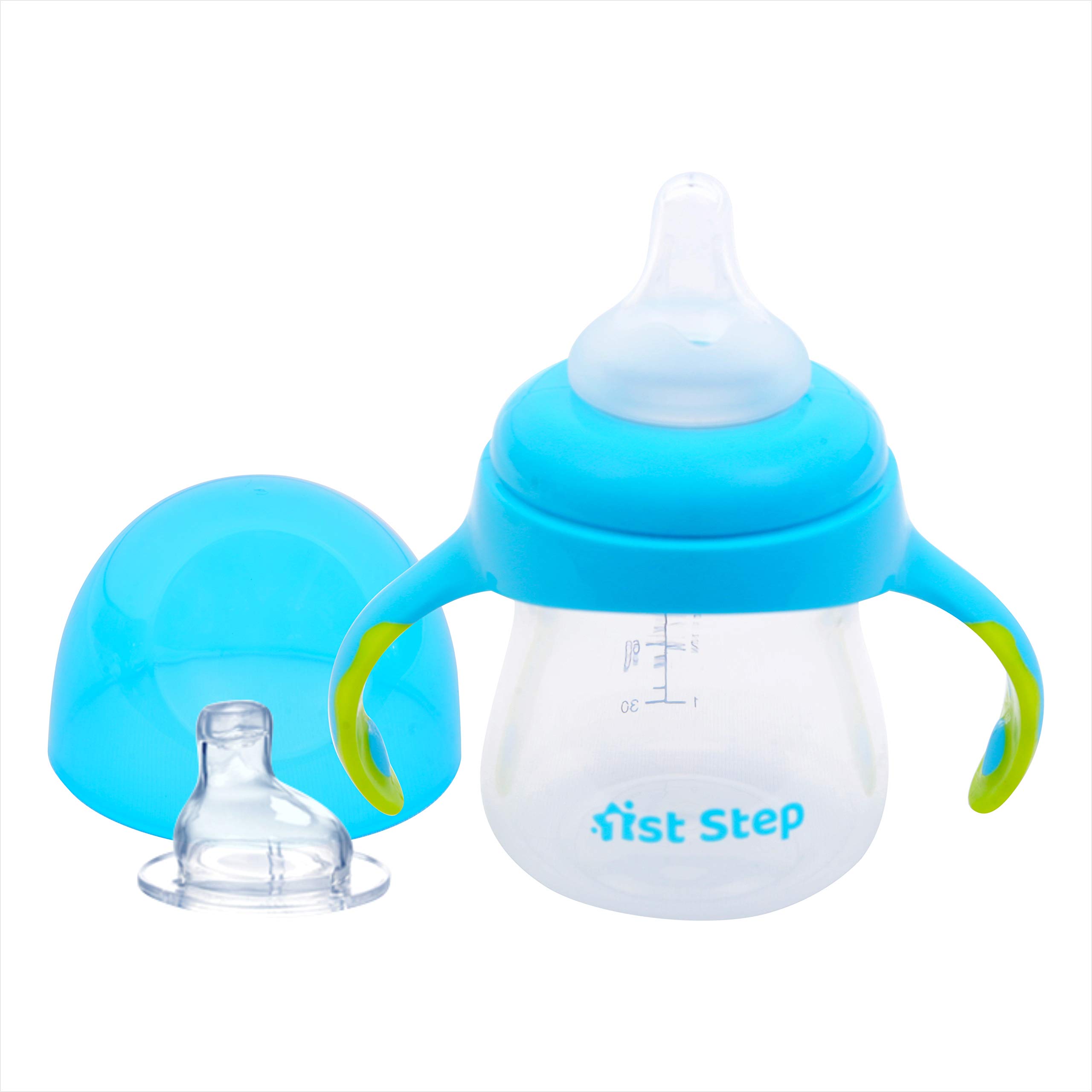 1st Step 2 in 1 BPA Free Polypropylene Feeding Bottle Cum Soft Spout Sipper with Twin Handle (Blue)-image-32