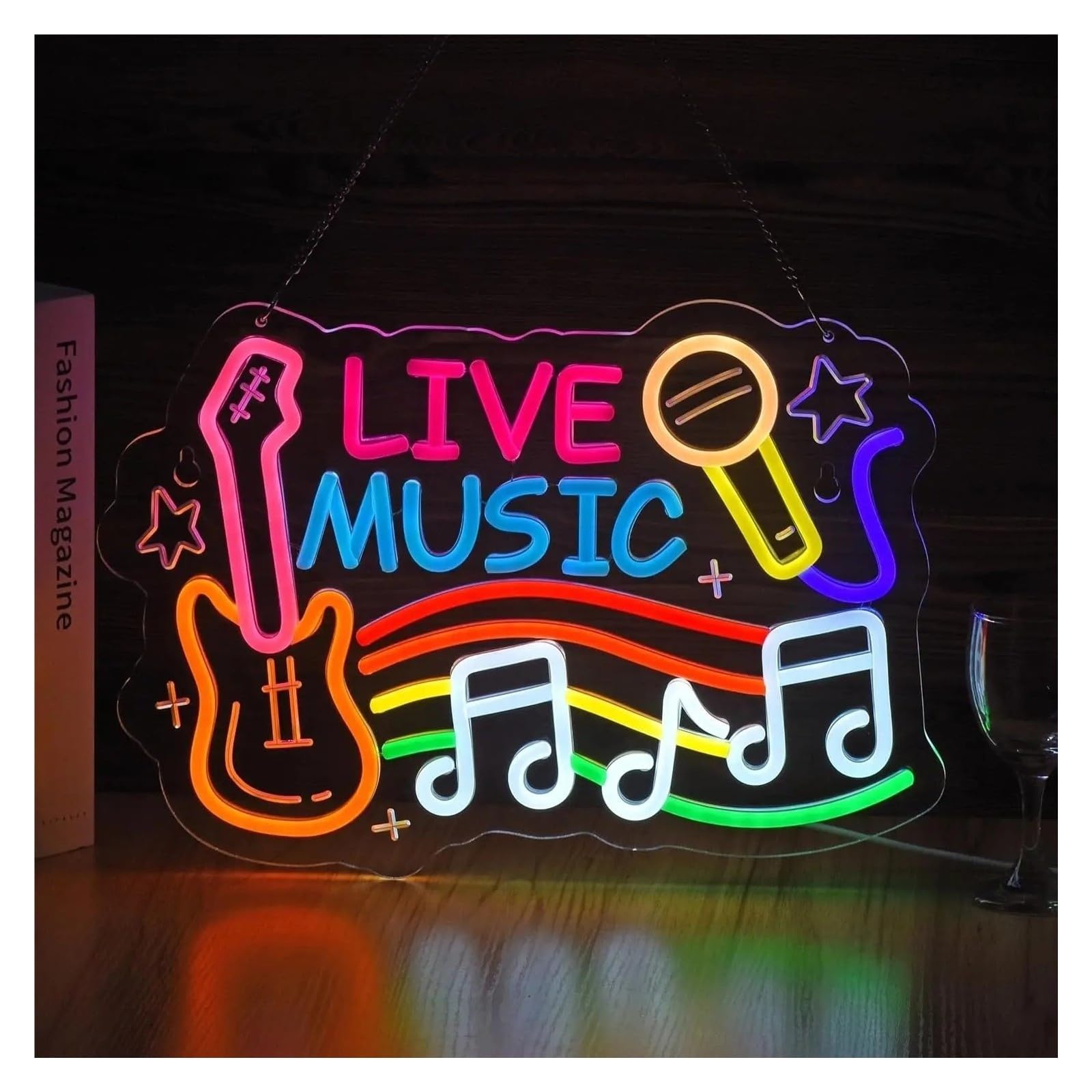 Decoración Lámparas Letrero De Neón Live Music