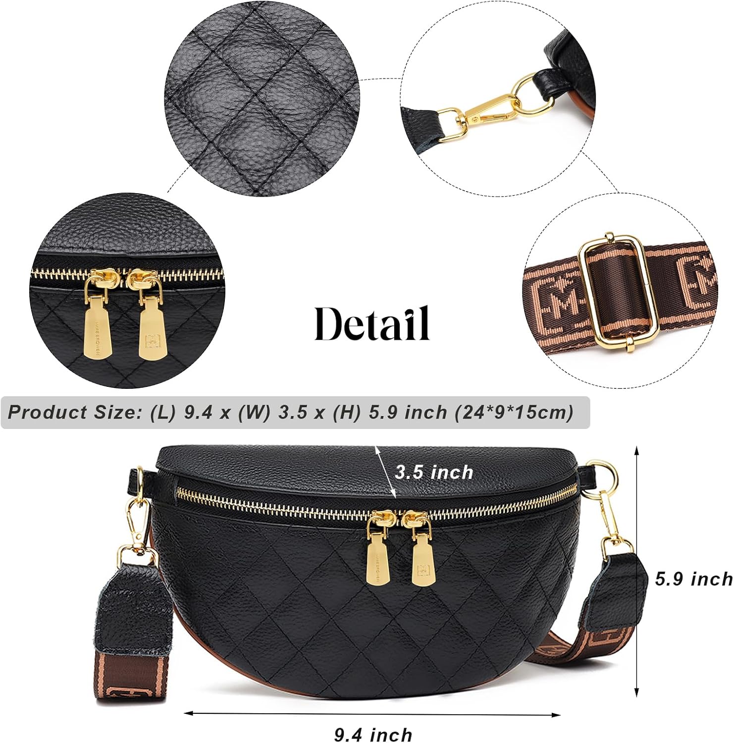 Eslcorri Small Crossbody Sling Bag for Women Trendy - Fanny Packs Leather Chest Belt Bum Bag Anti Theft Purse for Travel - Image 5