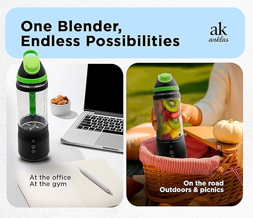 Miniatura 3 de Licuadora recargable para batidos de 23.7 fl oz, mini licuadora portátil de viaje para batidos y batidos con seis cuchillas de acero inoxidable y