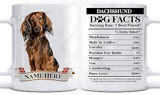 PREZZY Personalized Dachshund Mug Funny Dog Nutritional Facts Coffee Mugs for Dog Lovers 1 Best Friend White Tea Cup 11oz 15oz