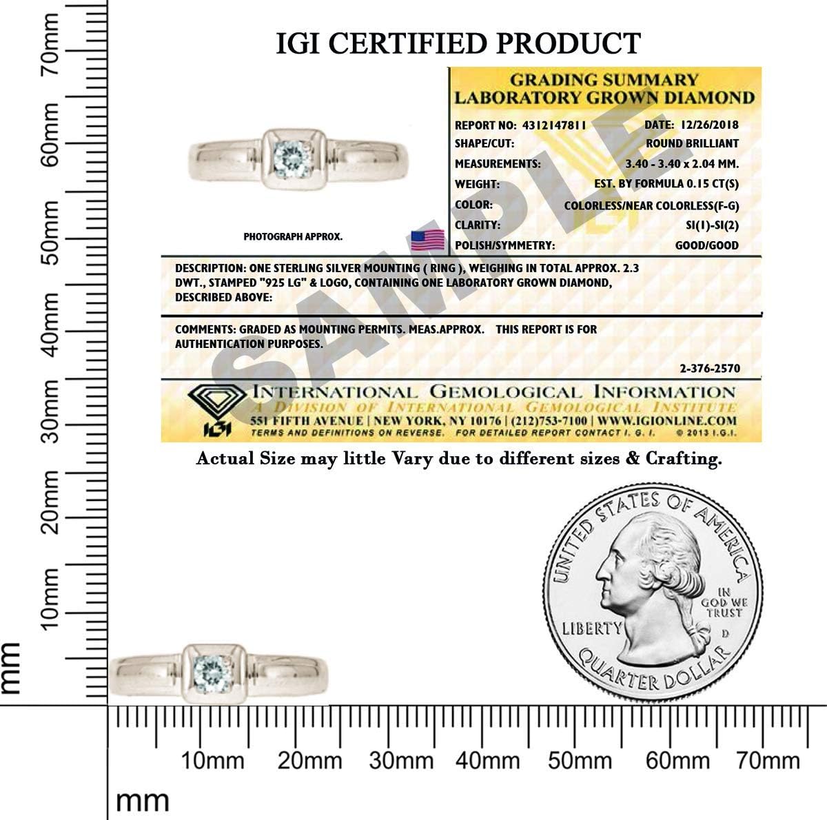 Lab Grown Diamond Ring 925 Sterling Silver 1/6 carat Egypt Ubuy