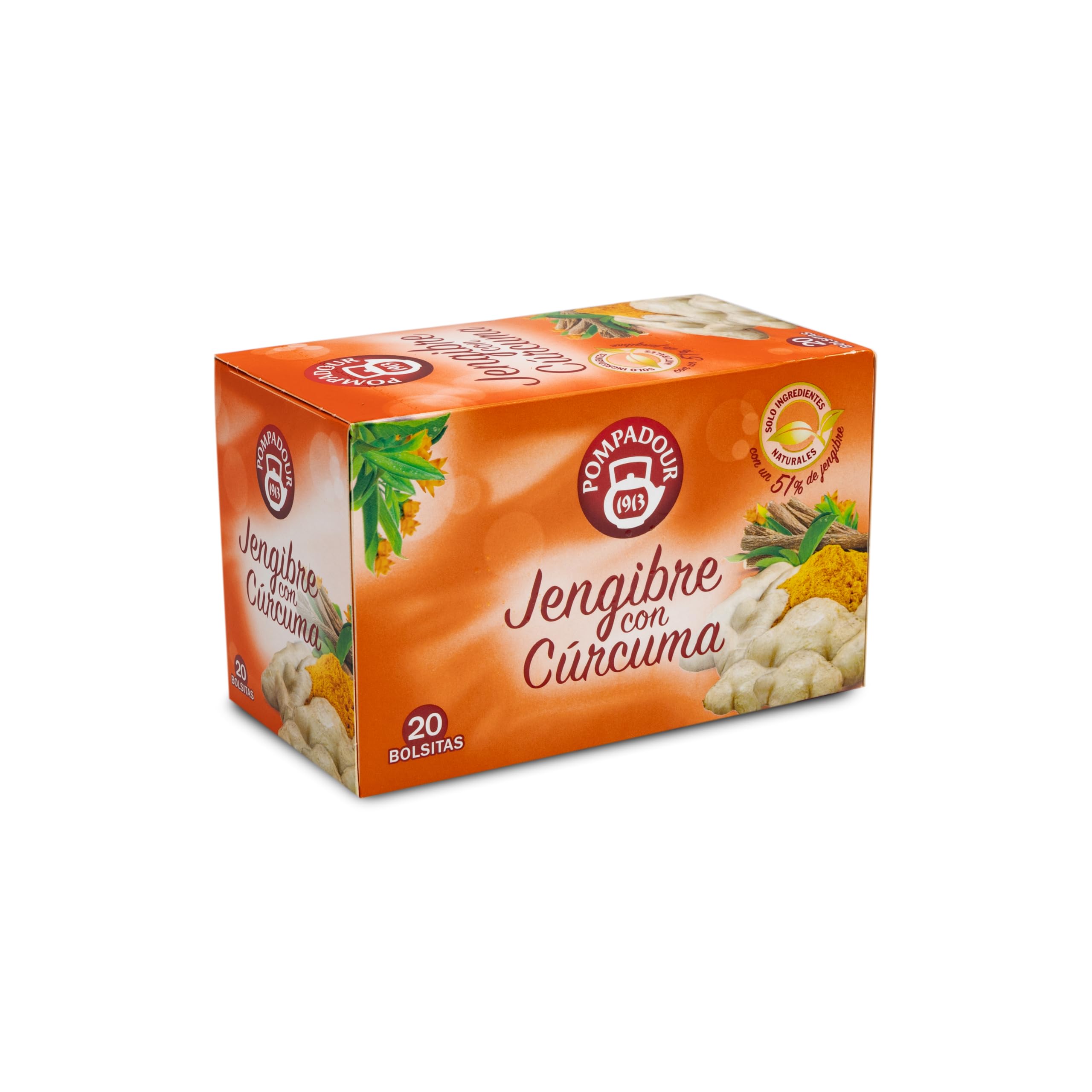 Pompadour Infusión Jengibre Cúrcuma 20 Bolsitas