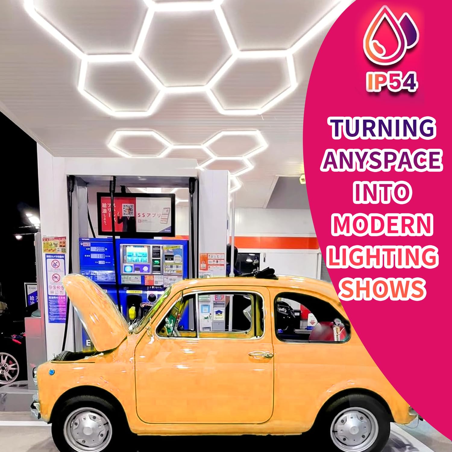 FAISHILAN Hexagon Lights: 25 Pack Super Bright Hexagon Garage Lights 22000LM 220W 6500K, Hexagon LED Lights Car Detailing Ceiling LED Shop Light for Warehouse Workshop Gym Basement