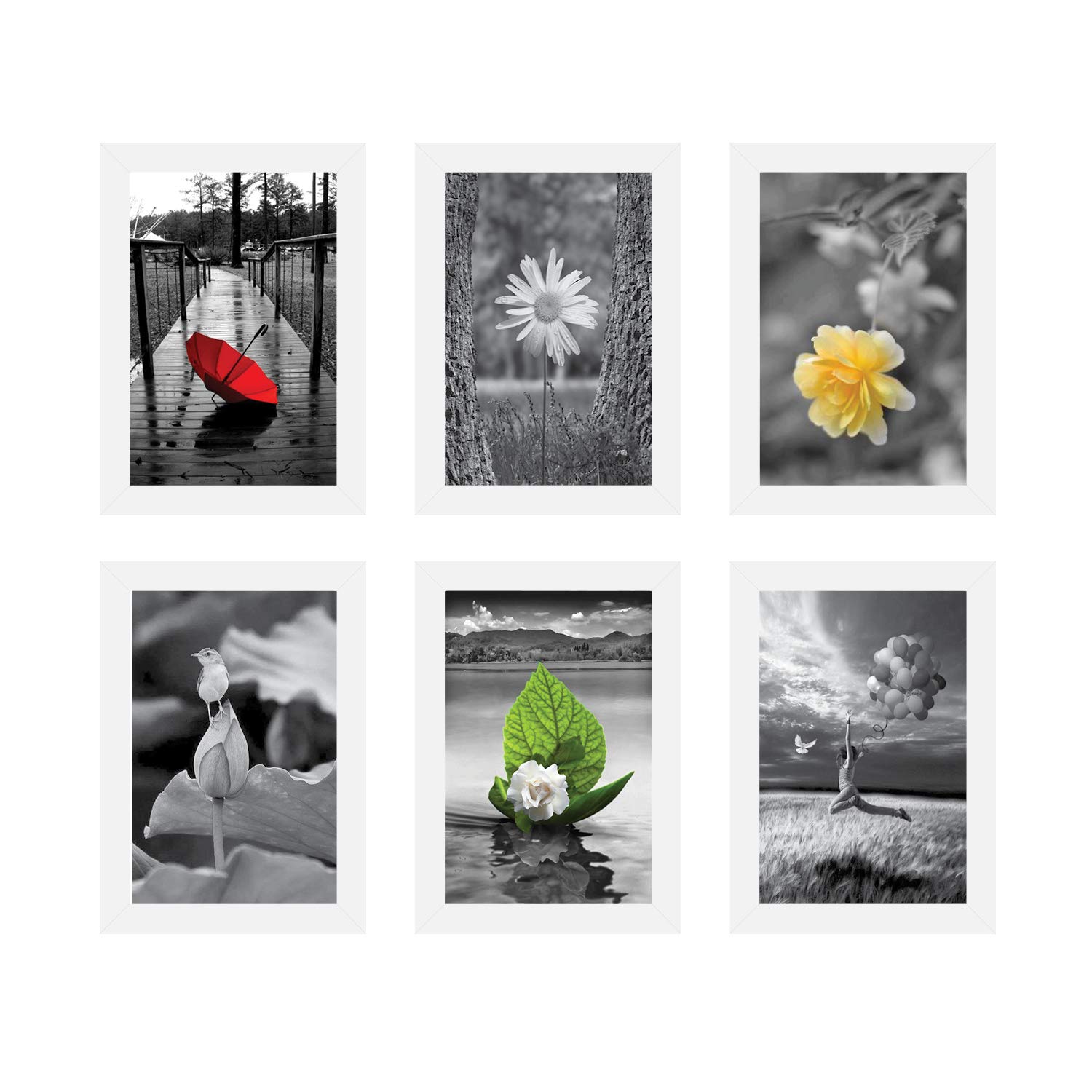 Amazon Brand - Solimo White Collage set of 6 Photo Frames ( 5 X 7 Inch - 6 )