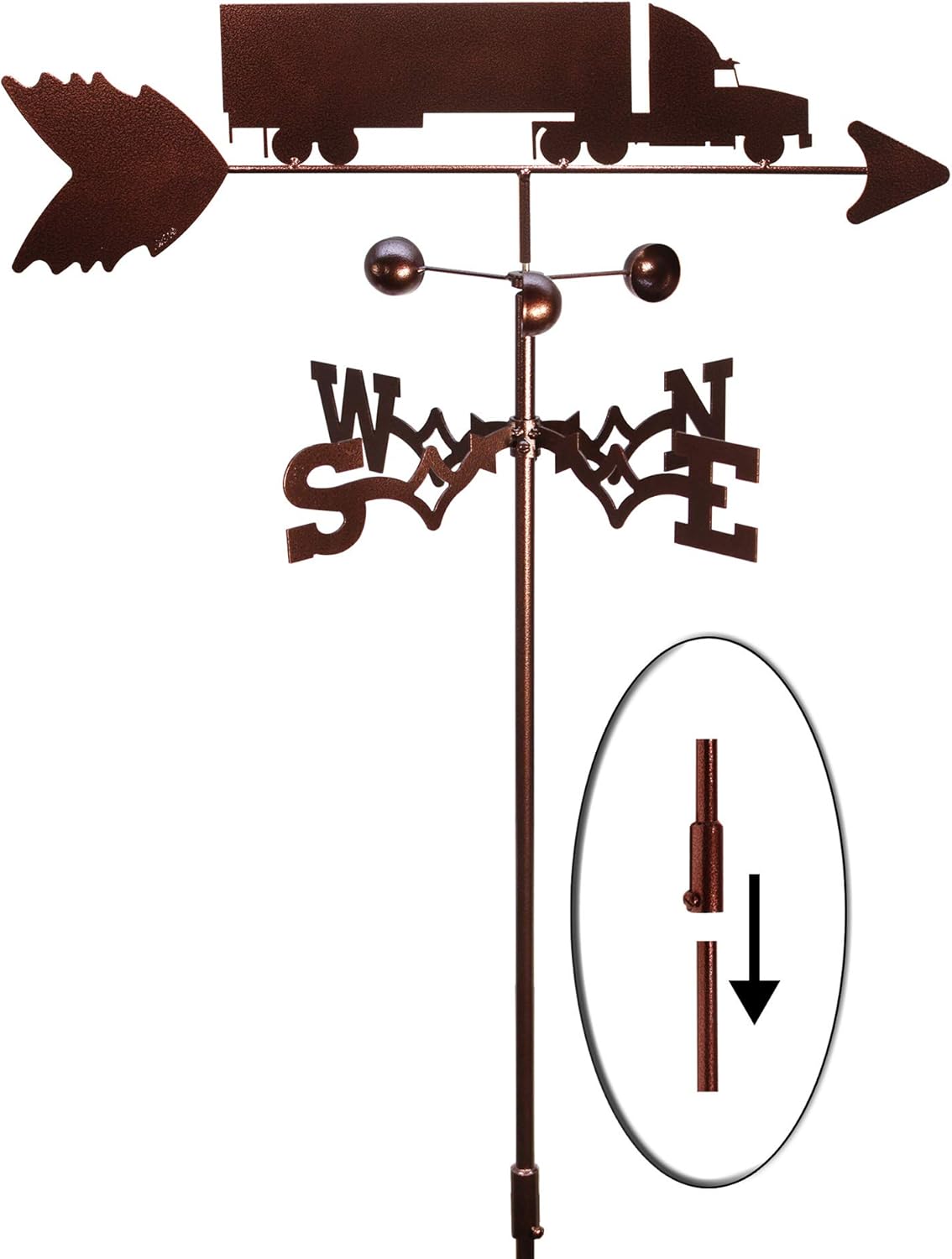 SWEN Products SEMI Van Truck Weathervane (Garden Stake Included)