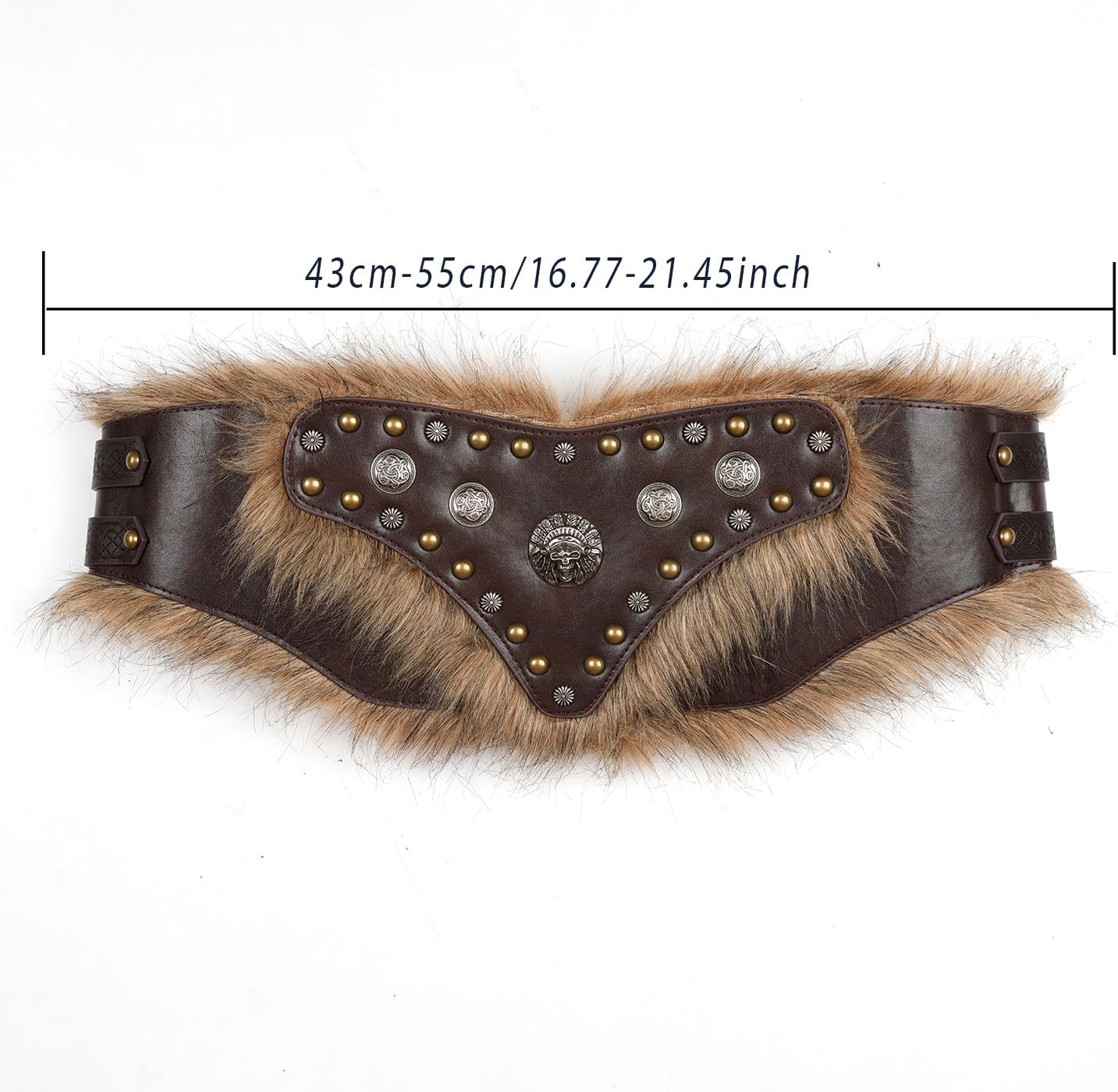 L'VOW Men Viking Belt Nordic Wide Leather Belt Waist Armor Medieval LARP Warrior Barbarian Cosplay - Image 5